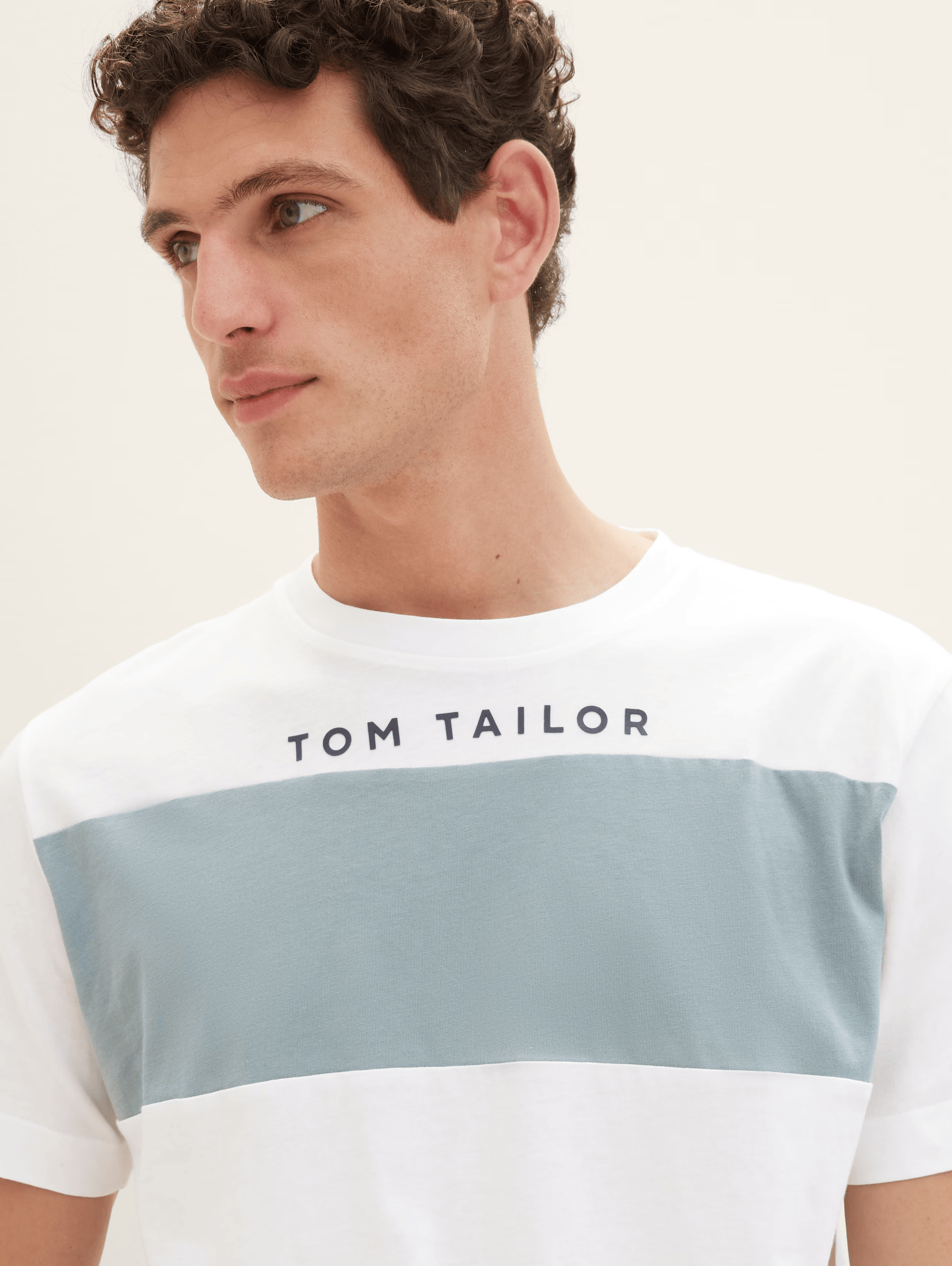 Tom Tailor White T-shirt With Color Blocking