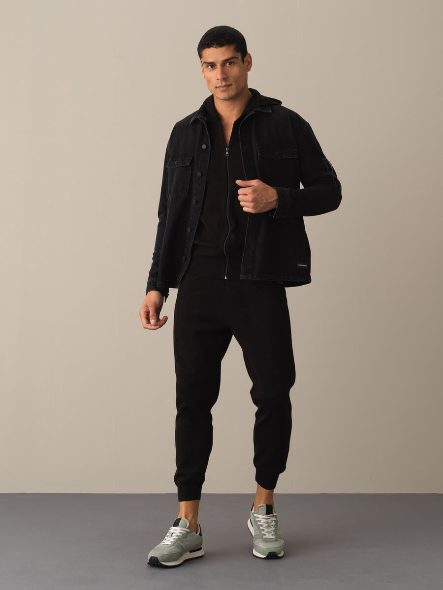 Men Oversized Black Denim Jacket