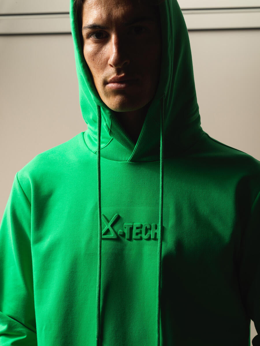 Men Printed Logo Stylish Green Hoodie