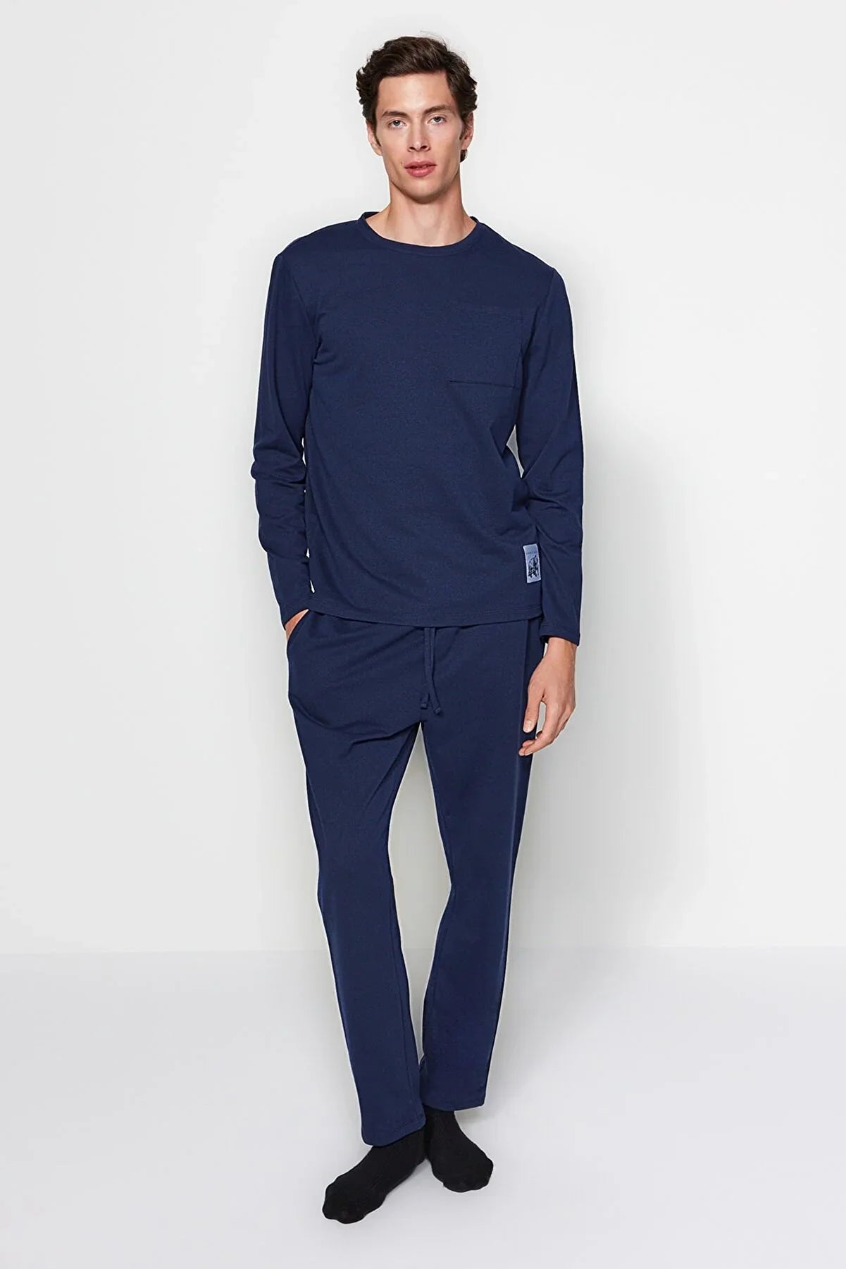 Trendyol Dark Blue Pajama Set with Print