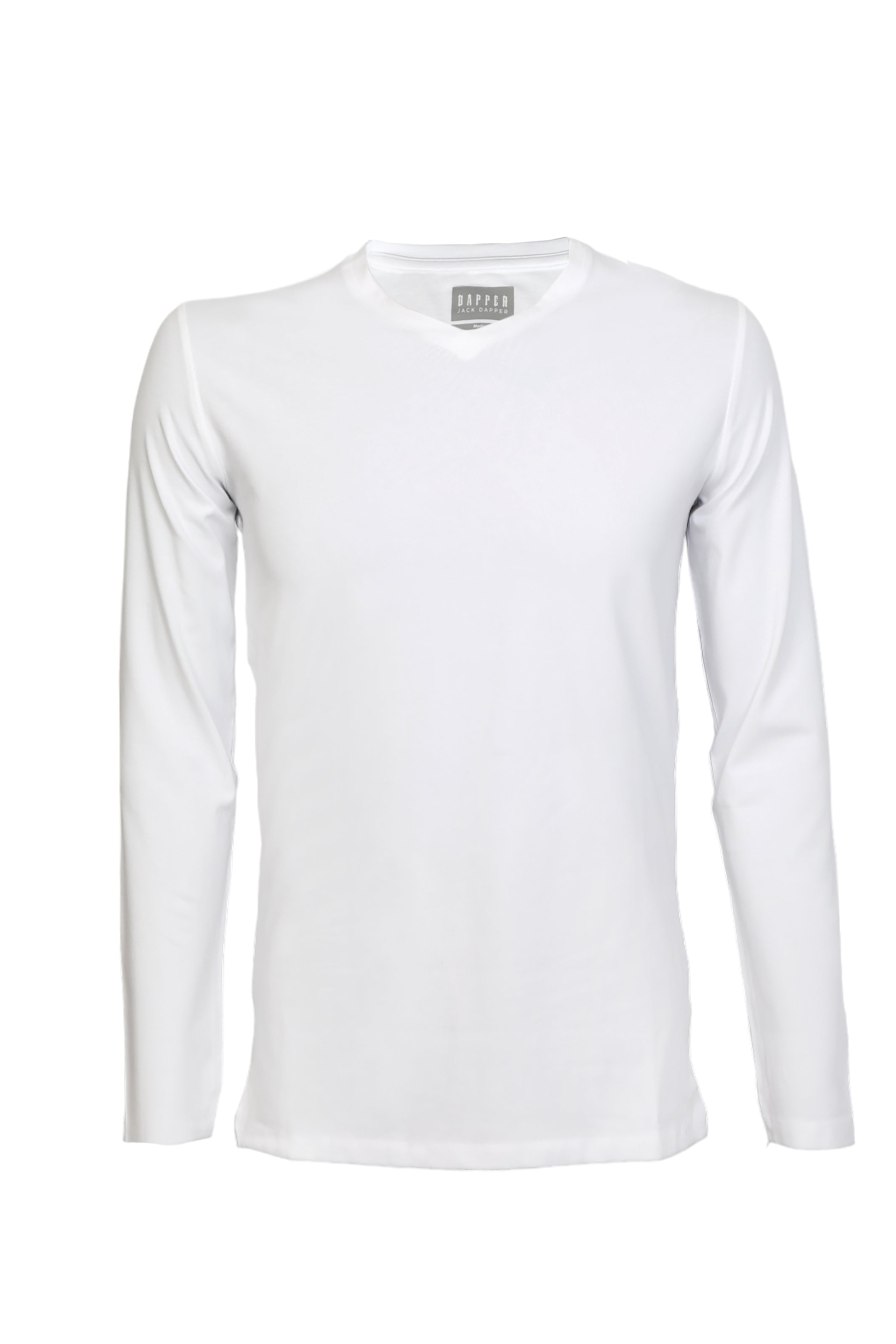 Jack Dapper Long Sleeved White Basic V-Neck
