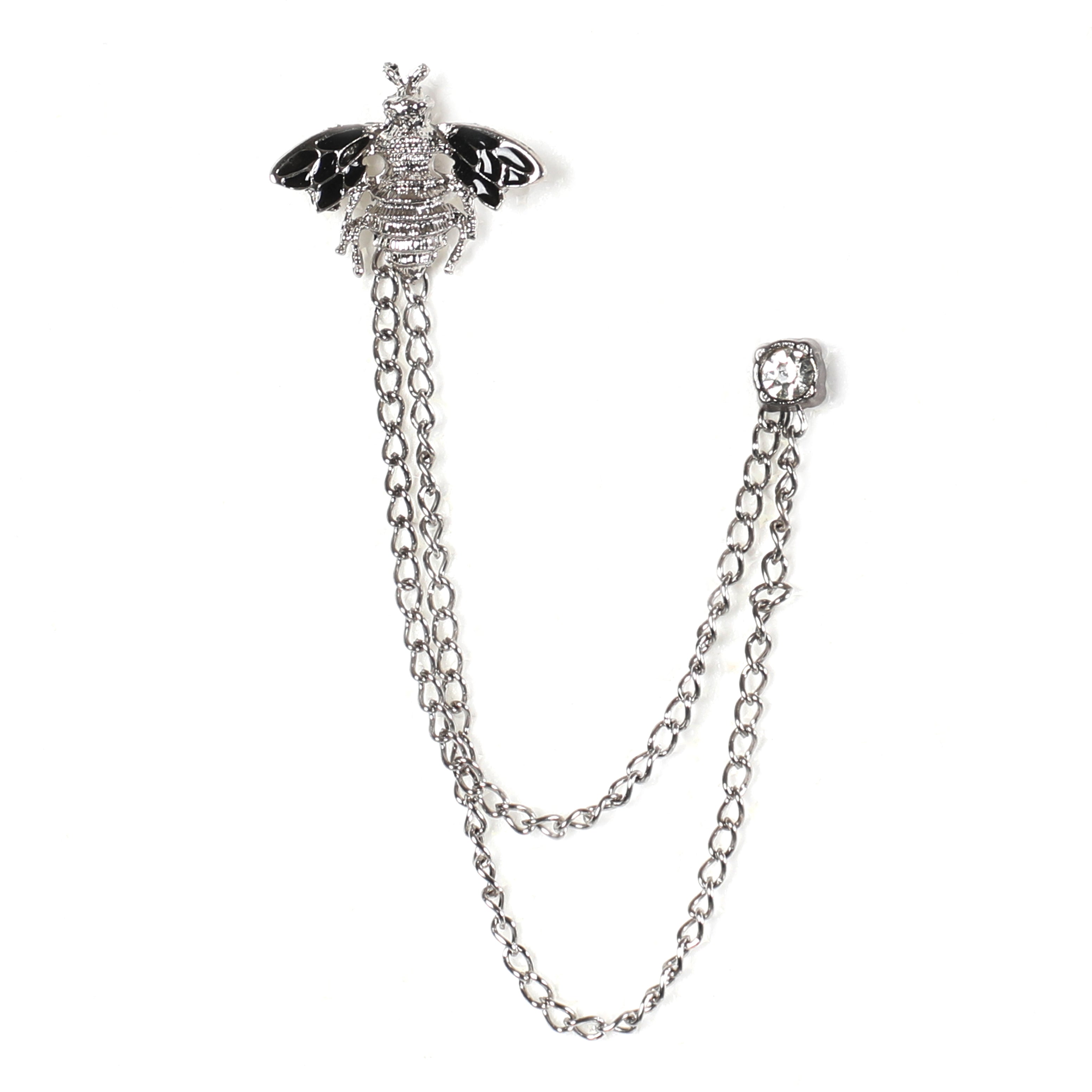 Silver Chained Pin With Bee Design