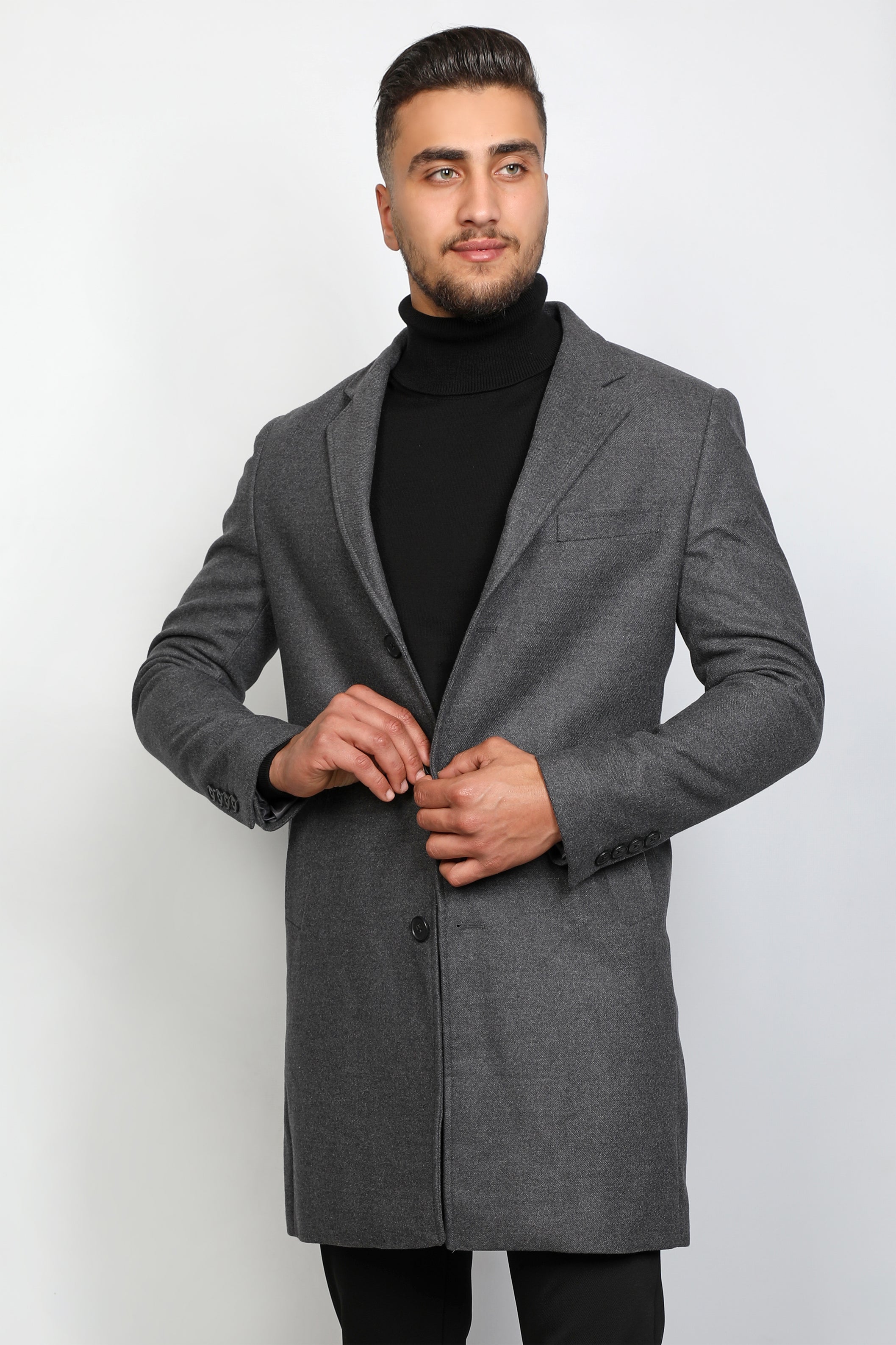 Men Grey Long Coat