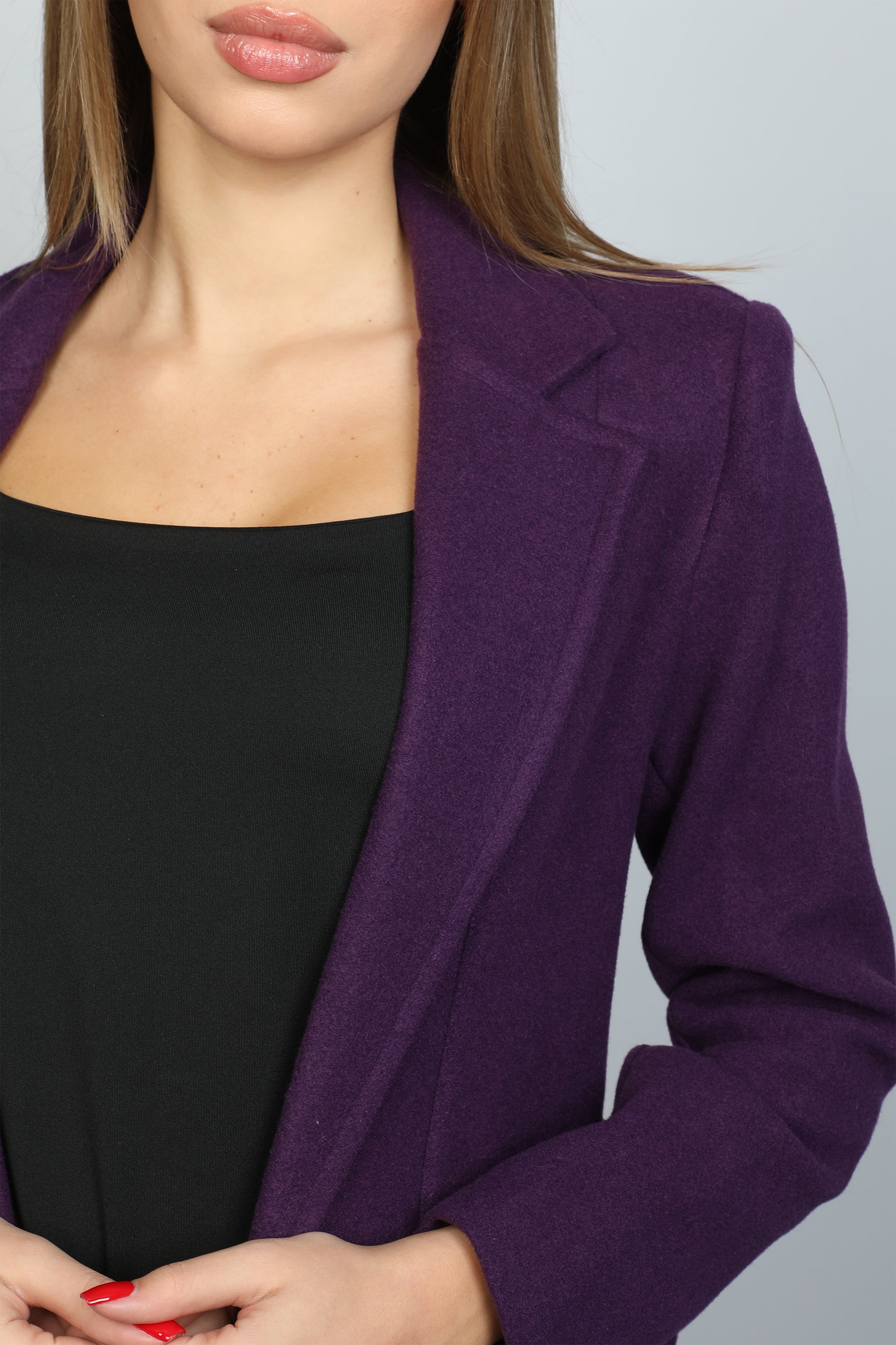 Women Belted Purple coat