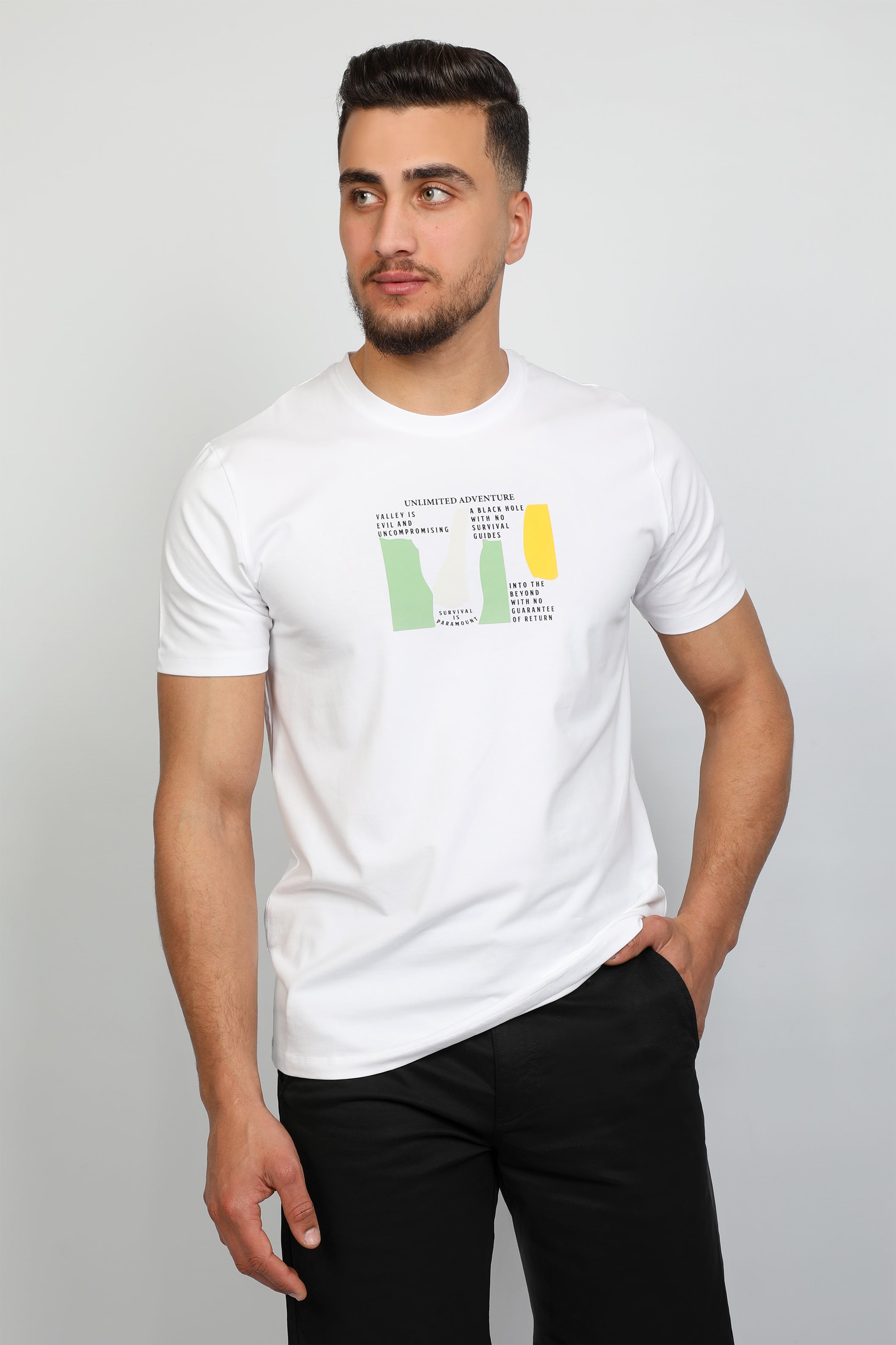 White T-shirt With  Printed Front Design