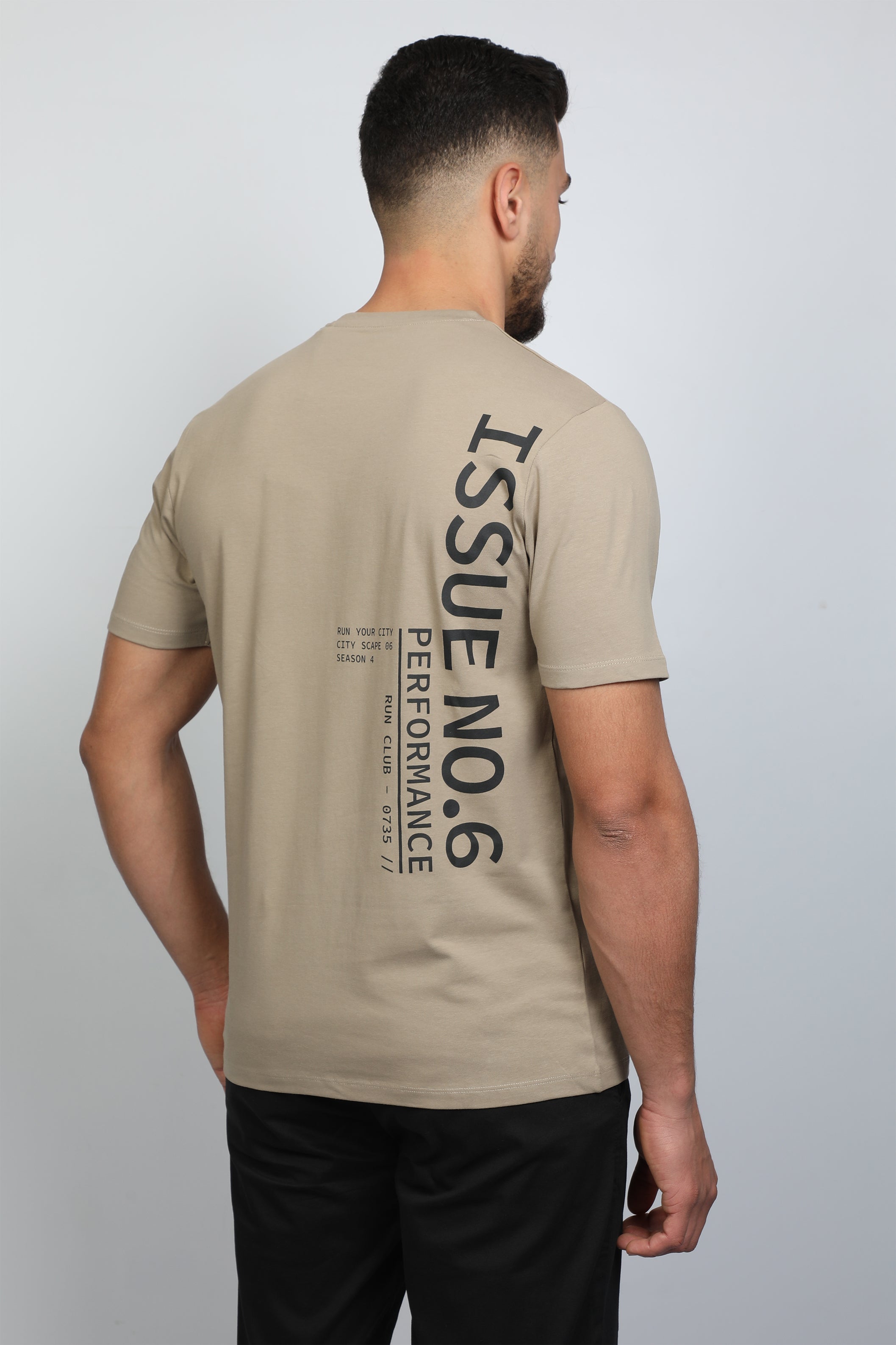 Light Khaki T-shirt With Printed Front and back Design