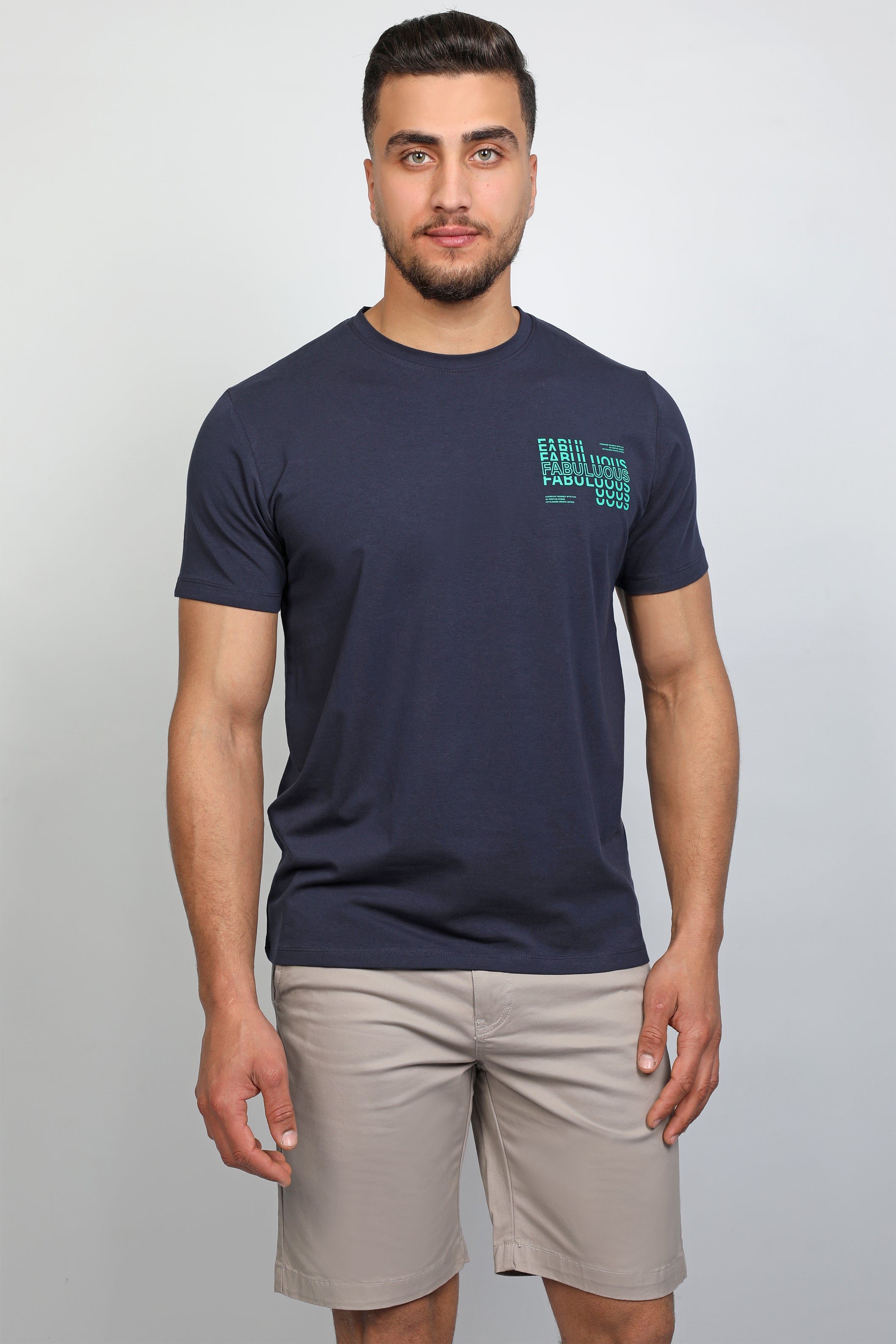 Men Navy T-shirt With Fabuluous Design On Front