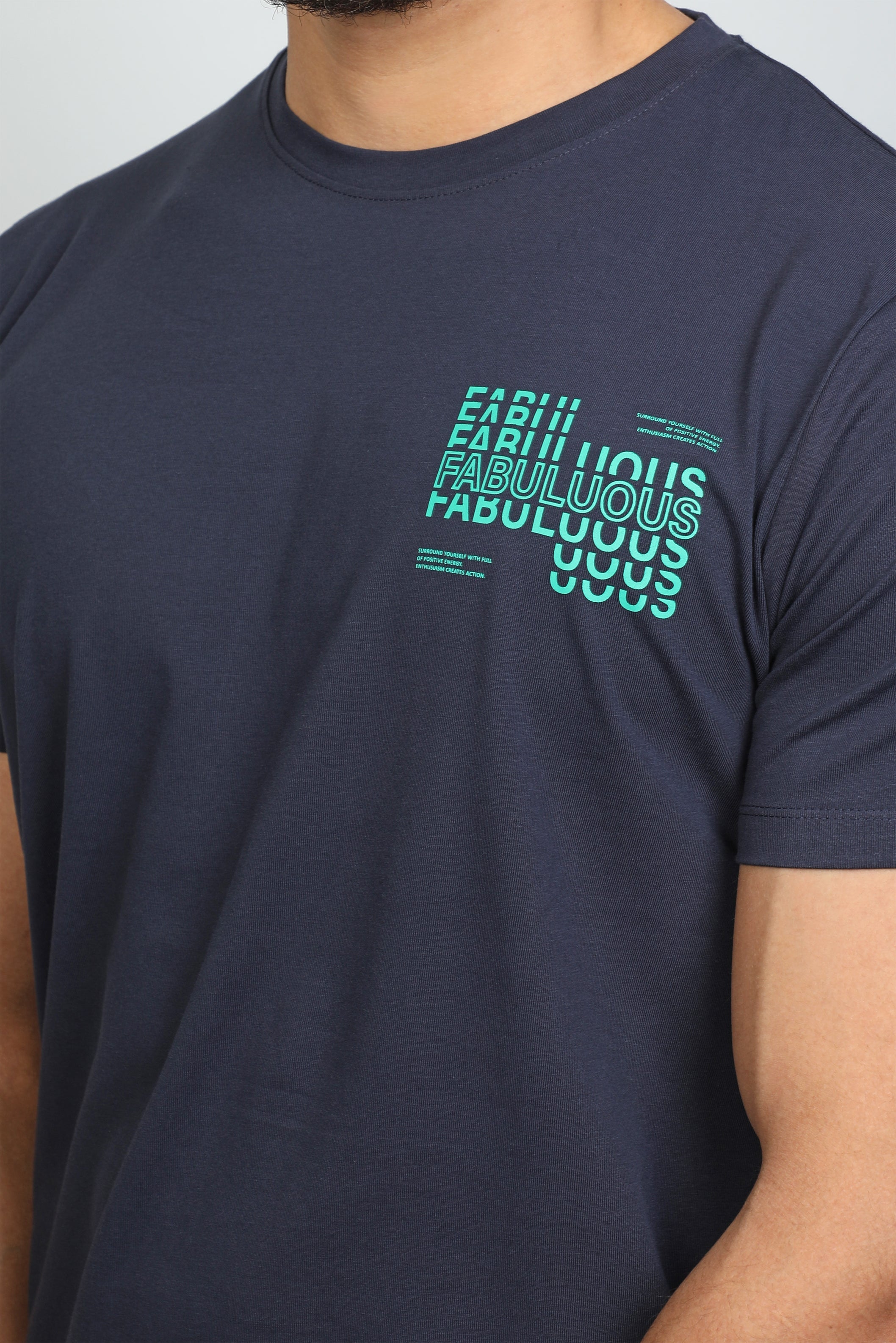 Men Navy T-shirt With Fabuluous Design On Front