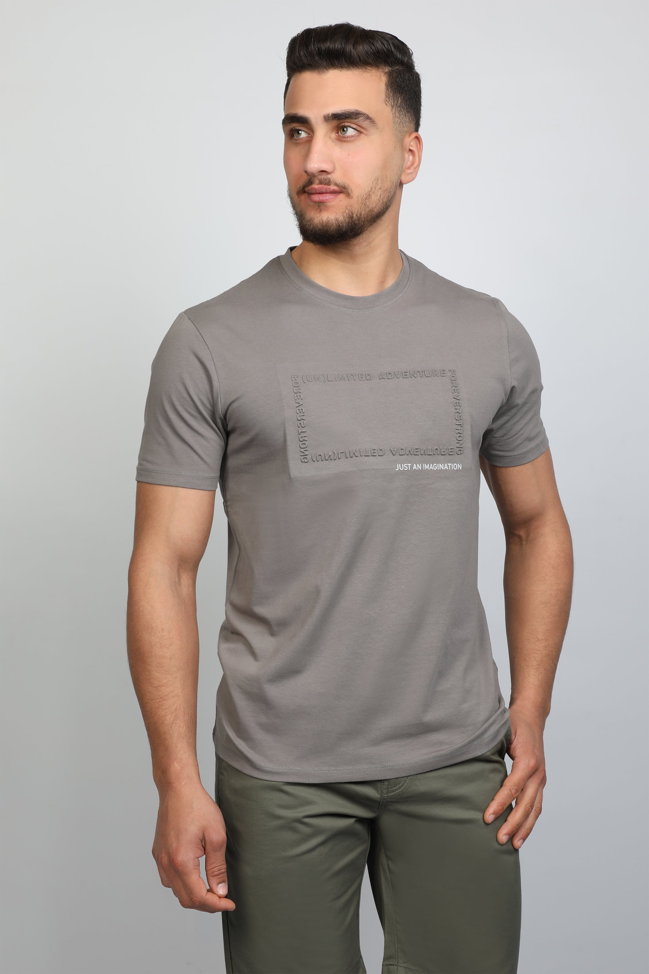 T-shirt Light Grey ' Just An Imagination' Front Design