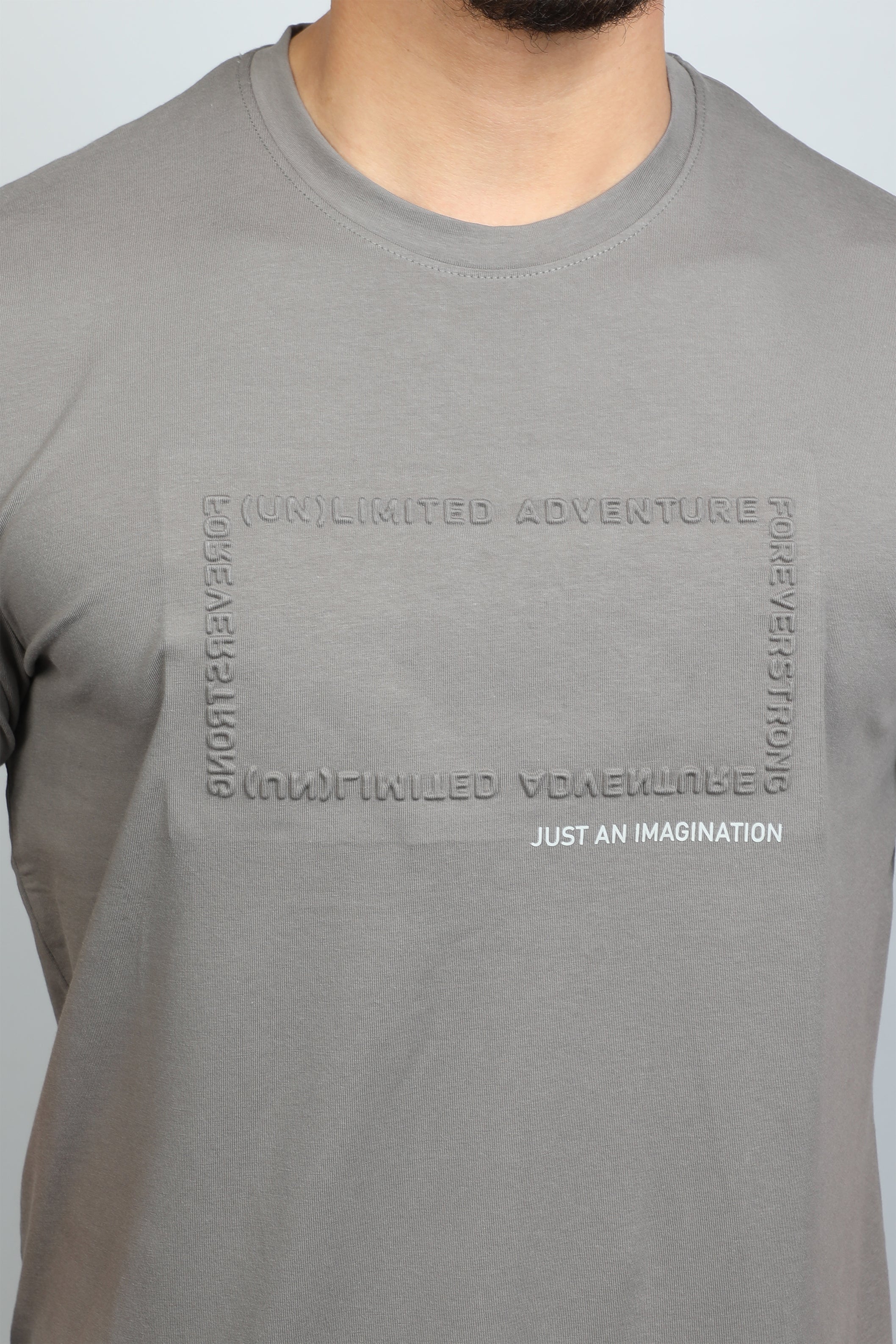 T-shirt Light Grey ' Just An Imagination' Front Design