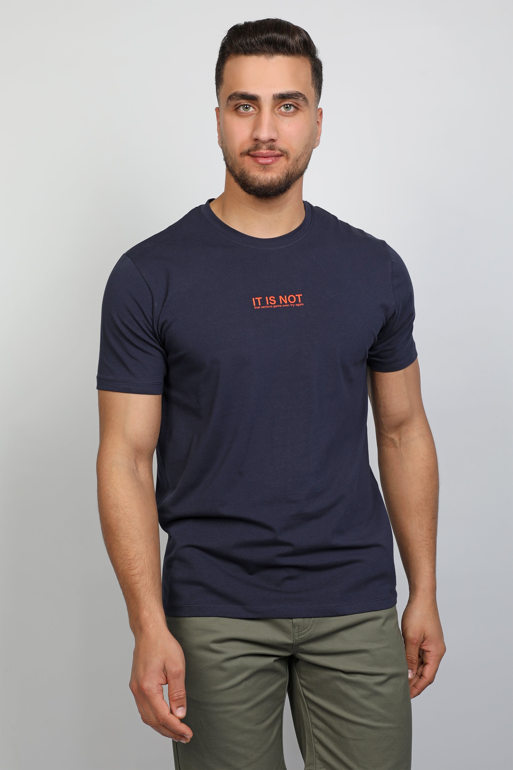 Men Dark Navy T-shirt With Simple Design