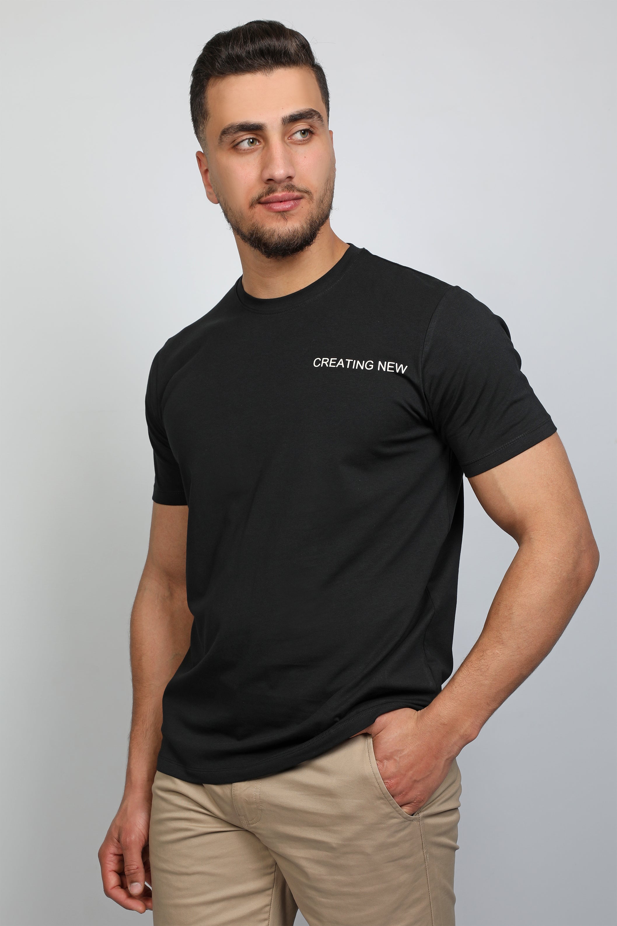 Men Black T-shirt Front and Lower Back Design