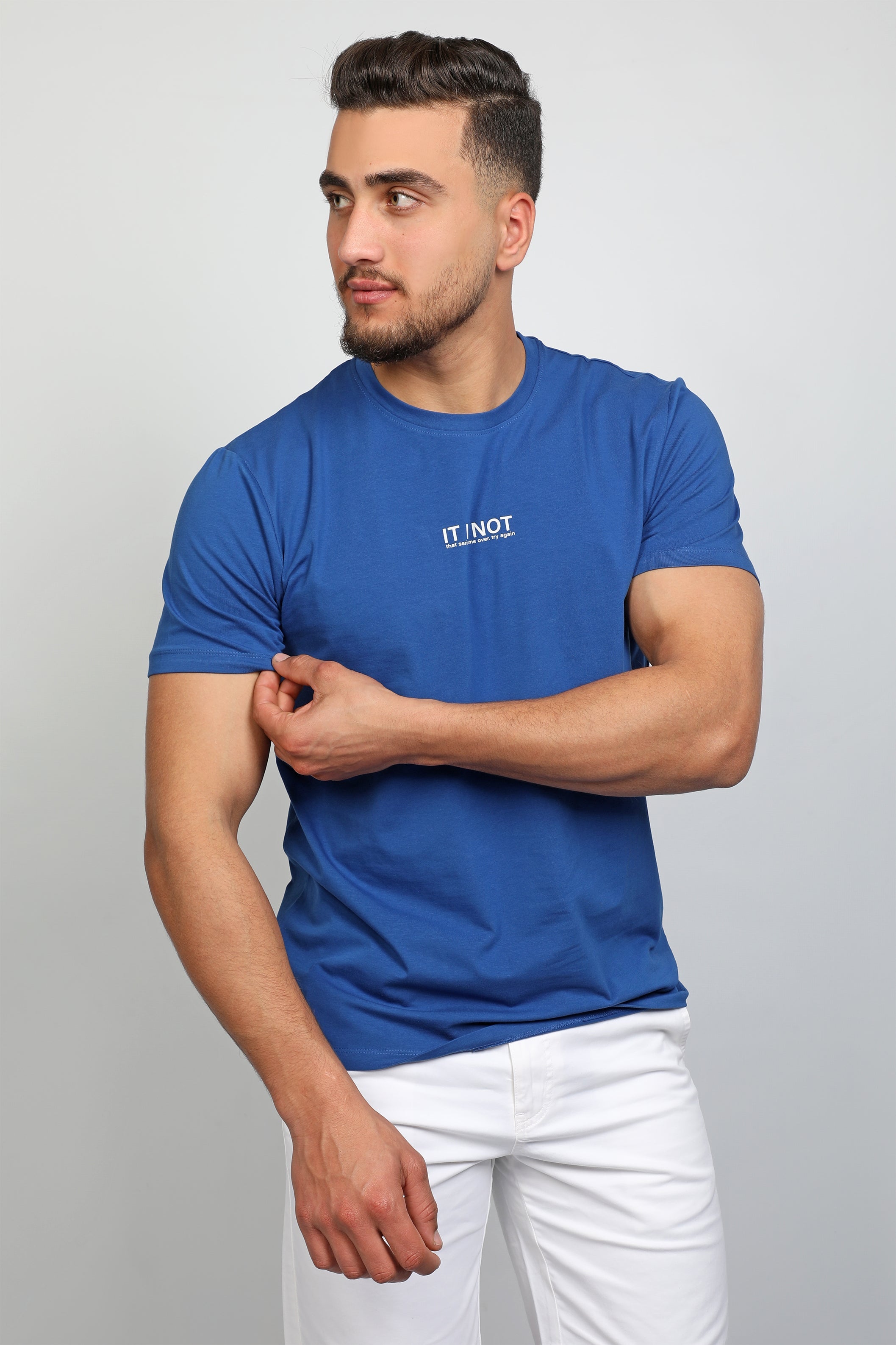 Men Blue T-shirt With Simple Design