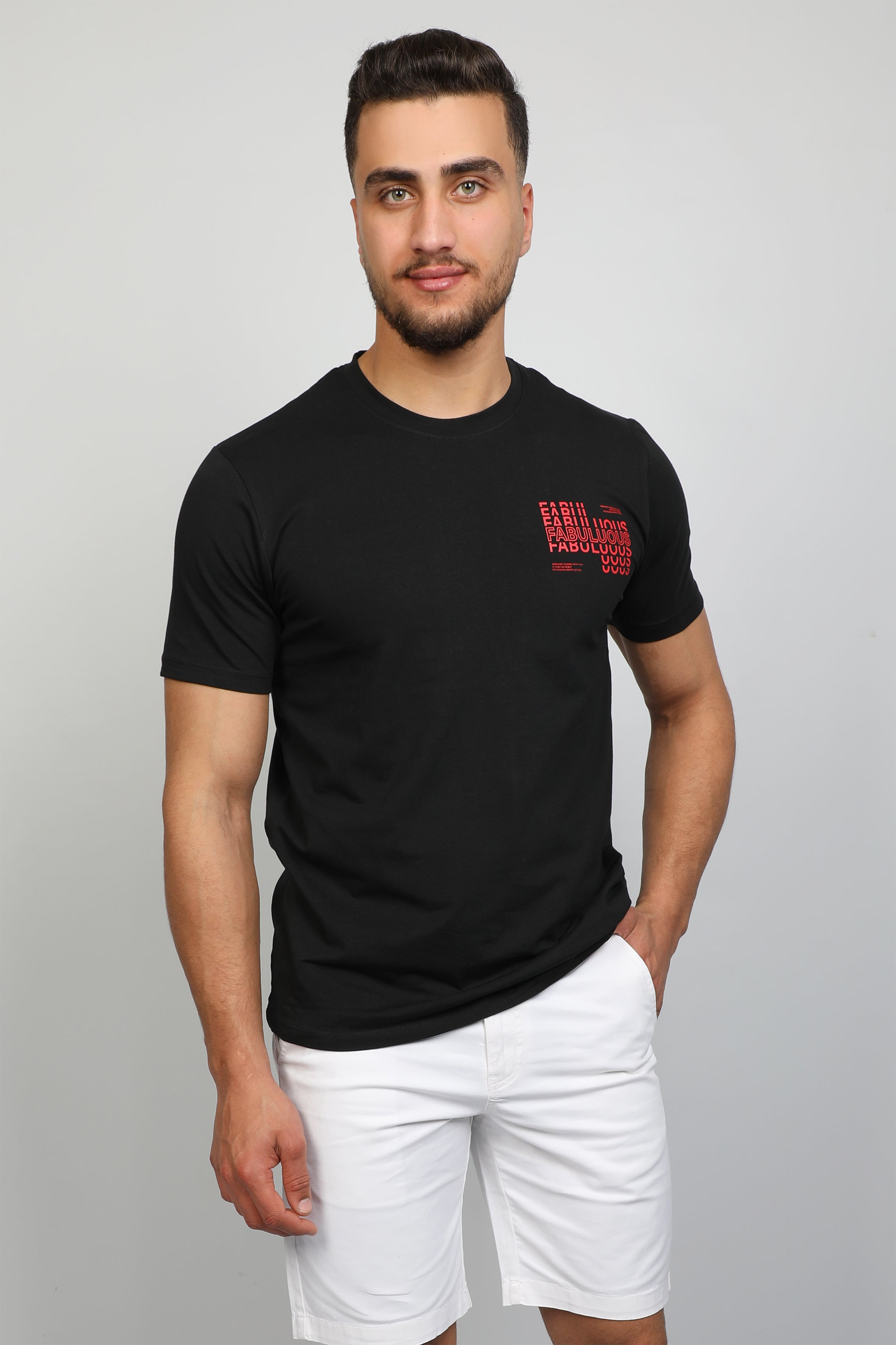 Men Black T-shirt With Fabuluous Design On Front