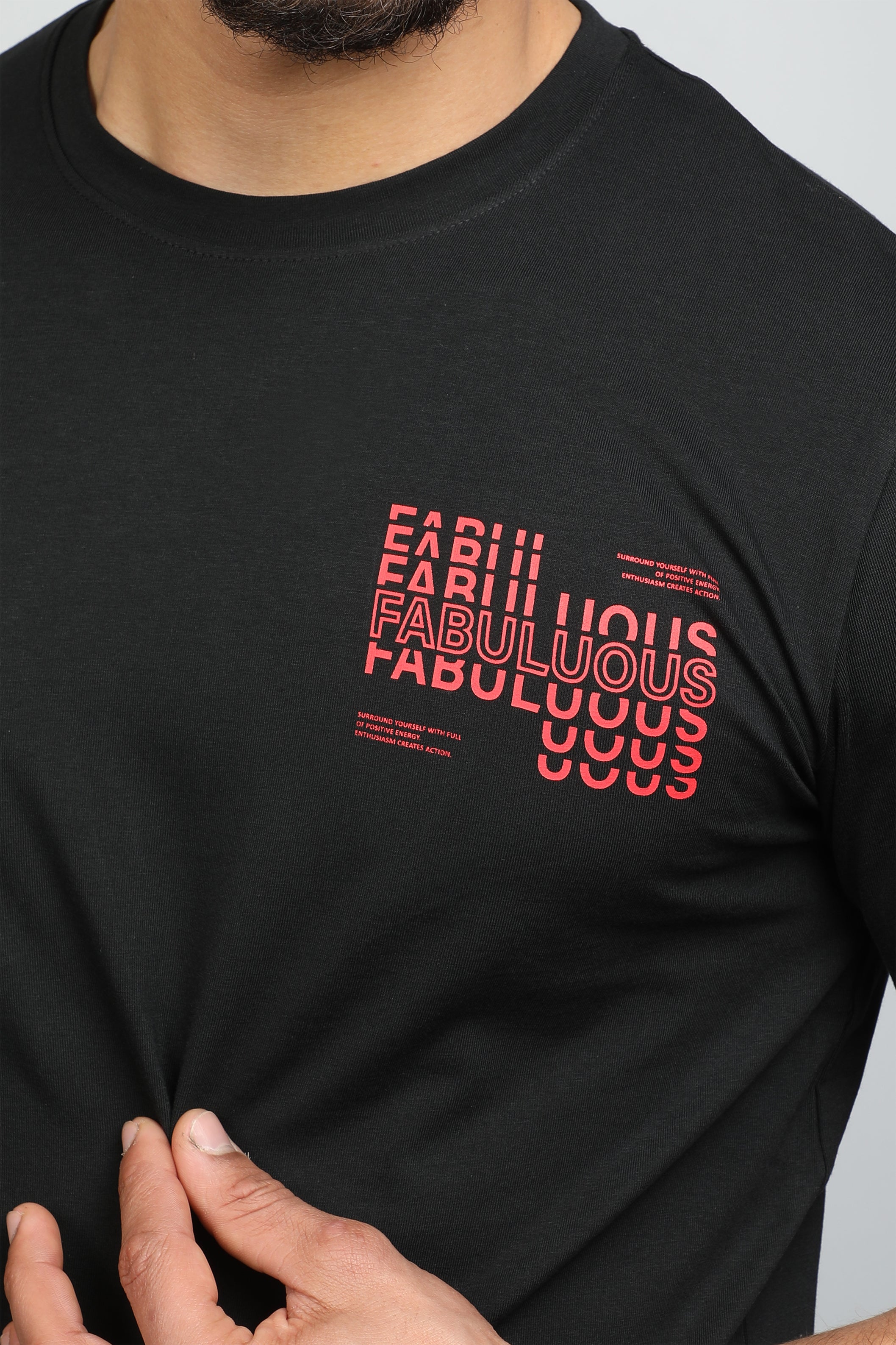 Men Black T-shirt With Fabuluous Design On Front