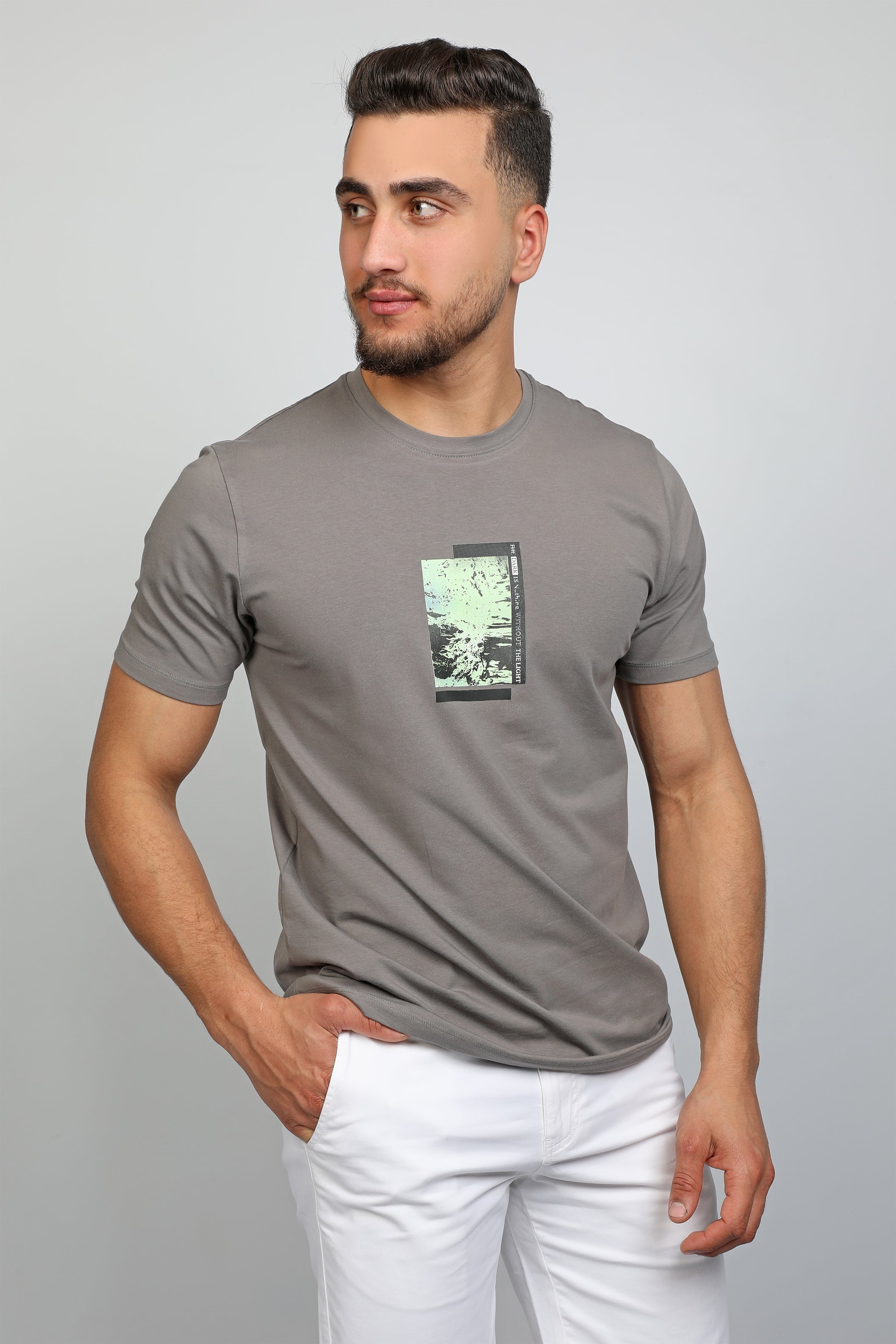 Light Grey  Men T-shirt