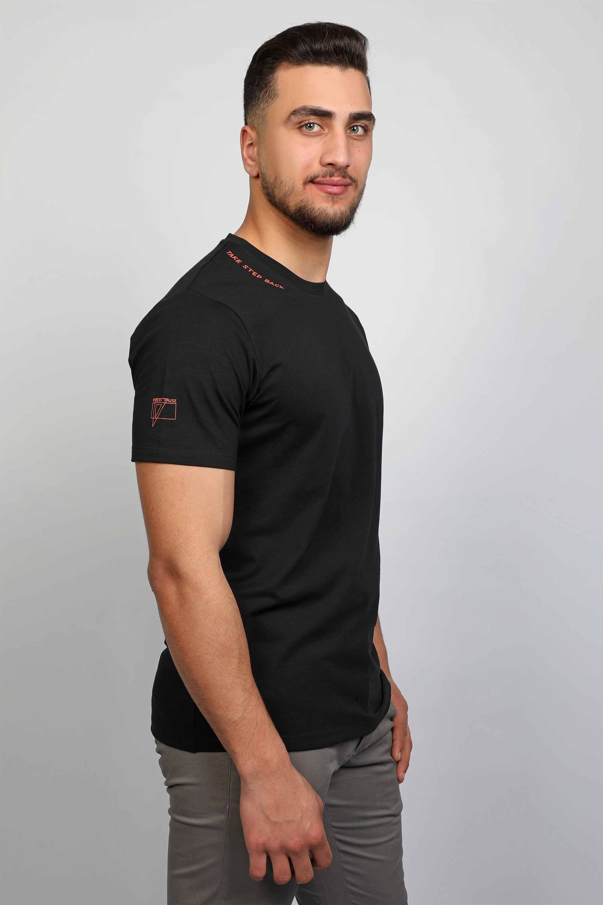 Black T-shirt With Neck Logo