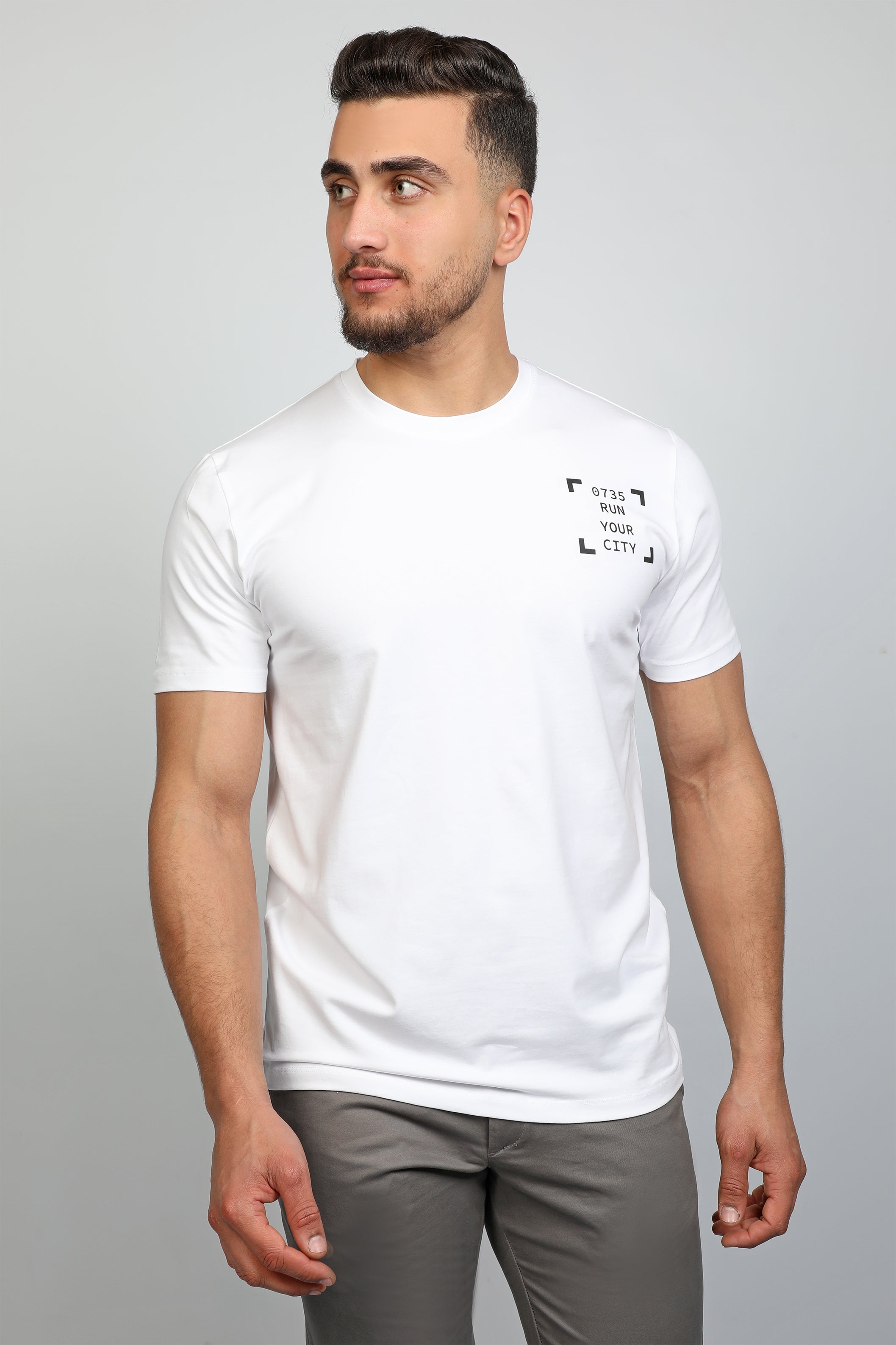 White T-shirt With Printed Front and back Design
