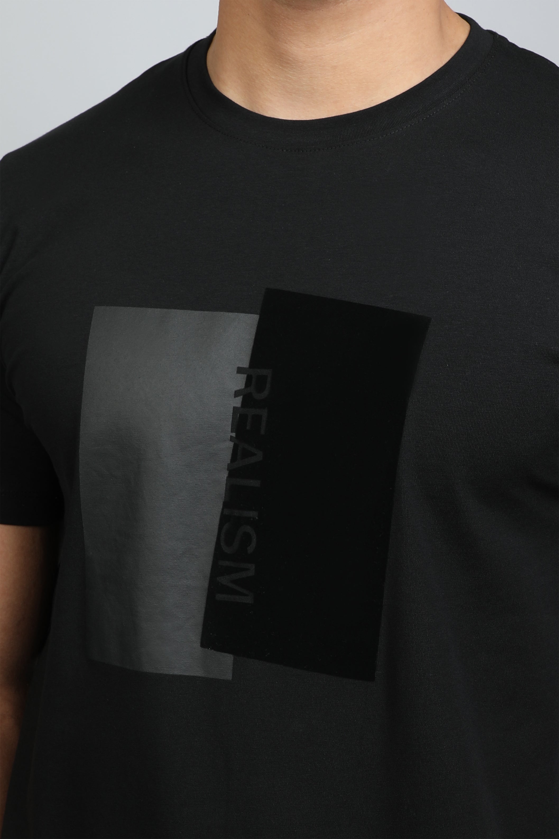 Men Black T-shirt Realism Designed