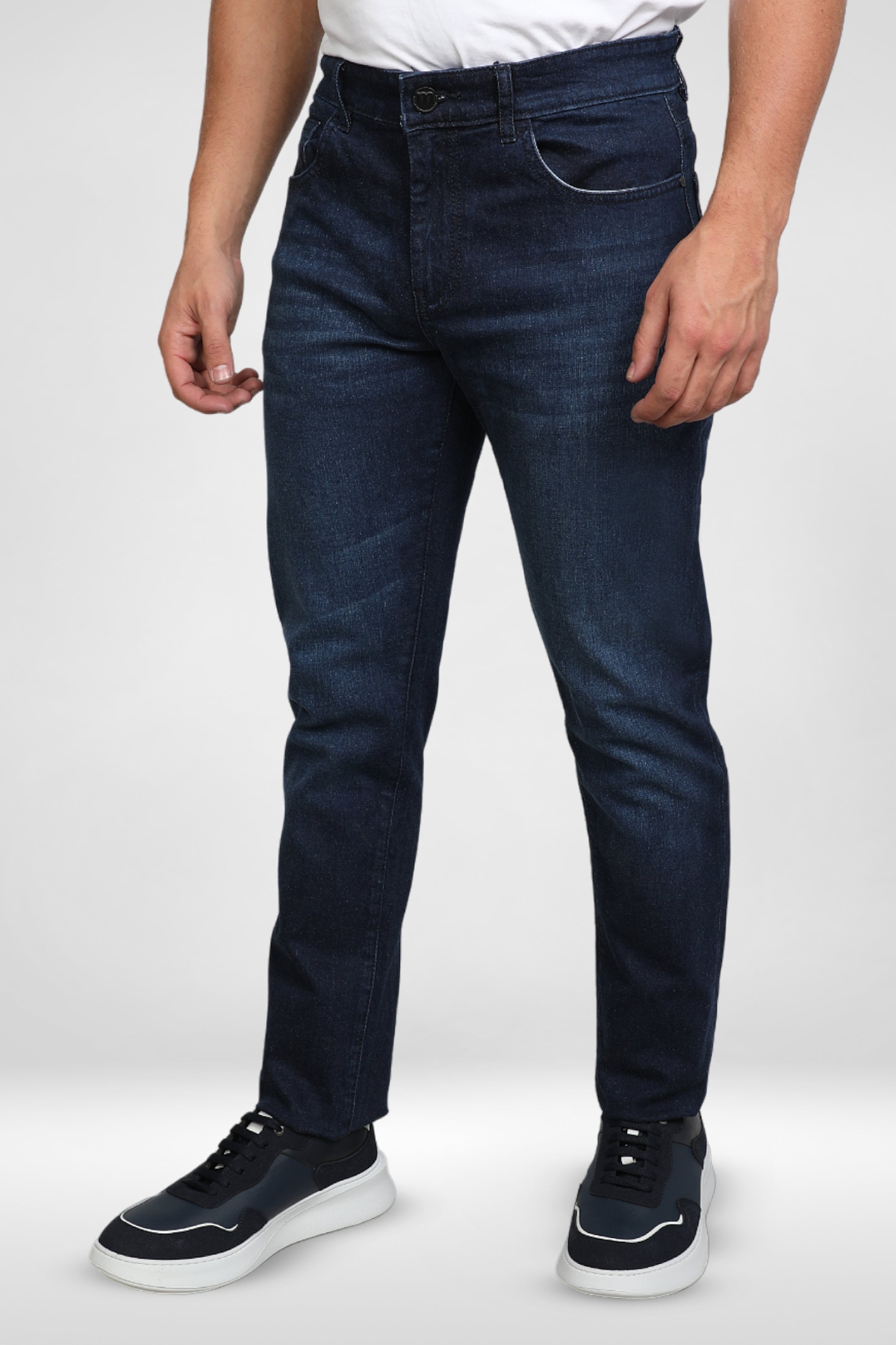 Straight Slim Selvedge Jeans - Dark blue - Men