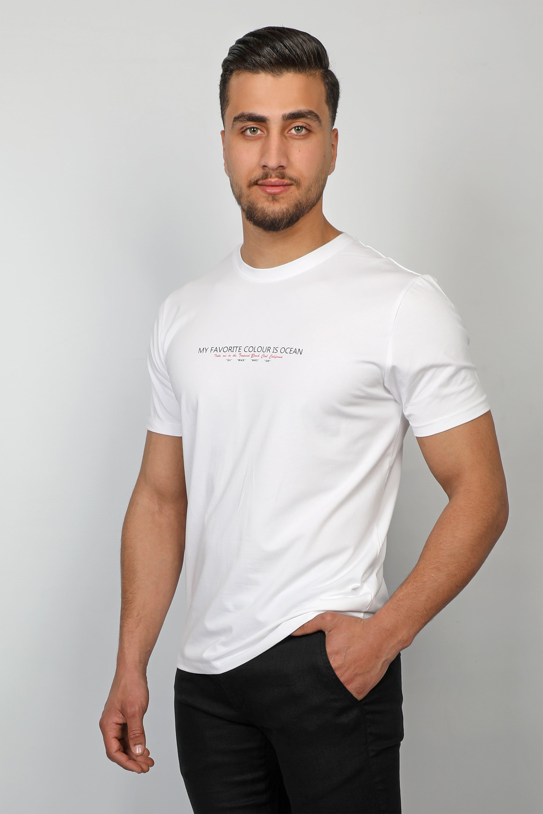 White T-shirt With Printed Front Logo