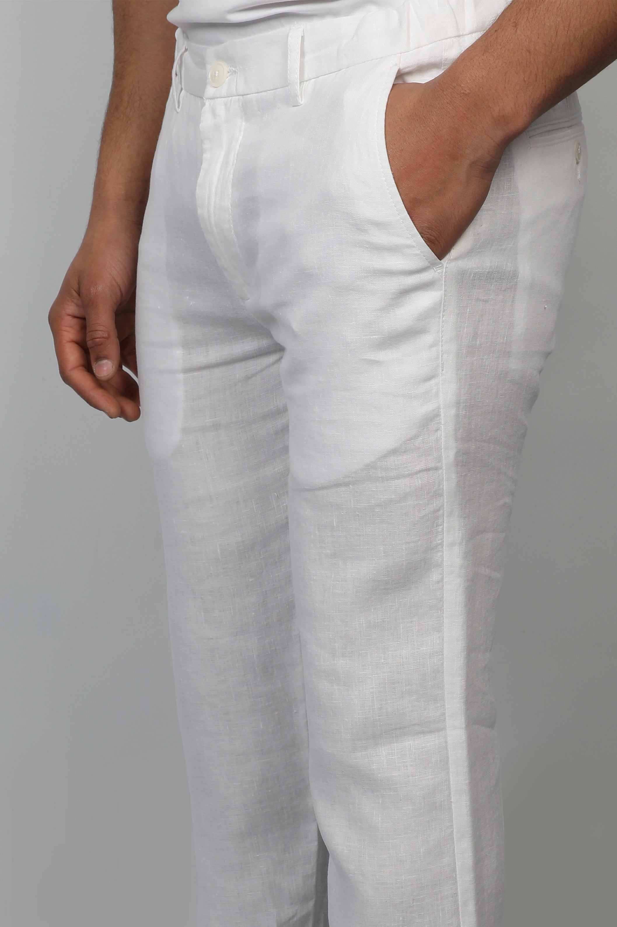 Men Linen White Pant