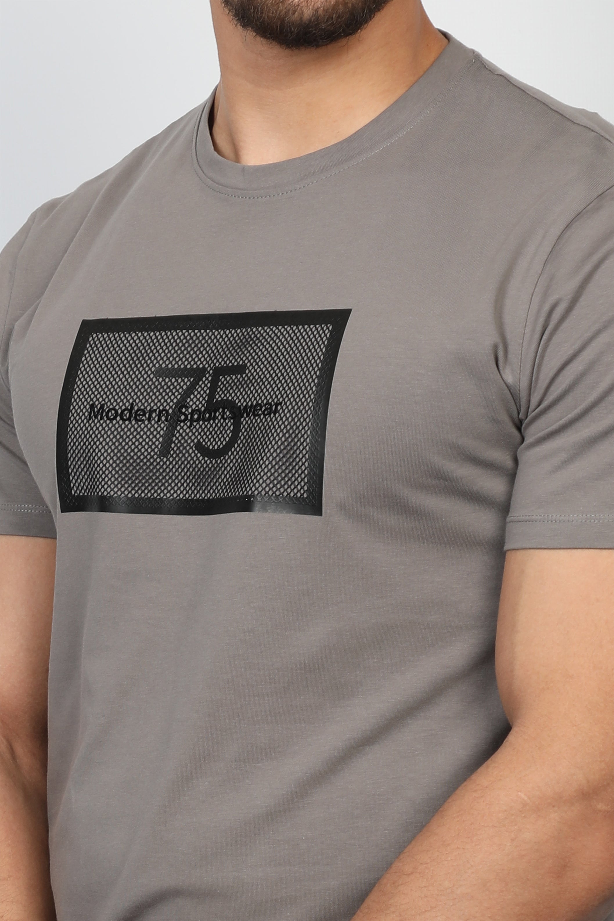 Men Light Grey T-shirt Front Number Designed
