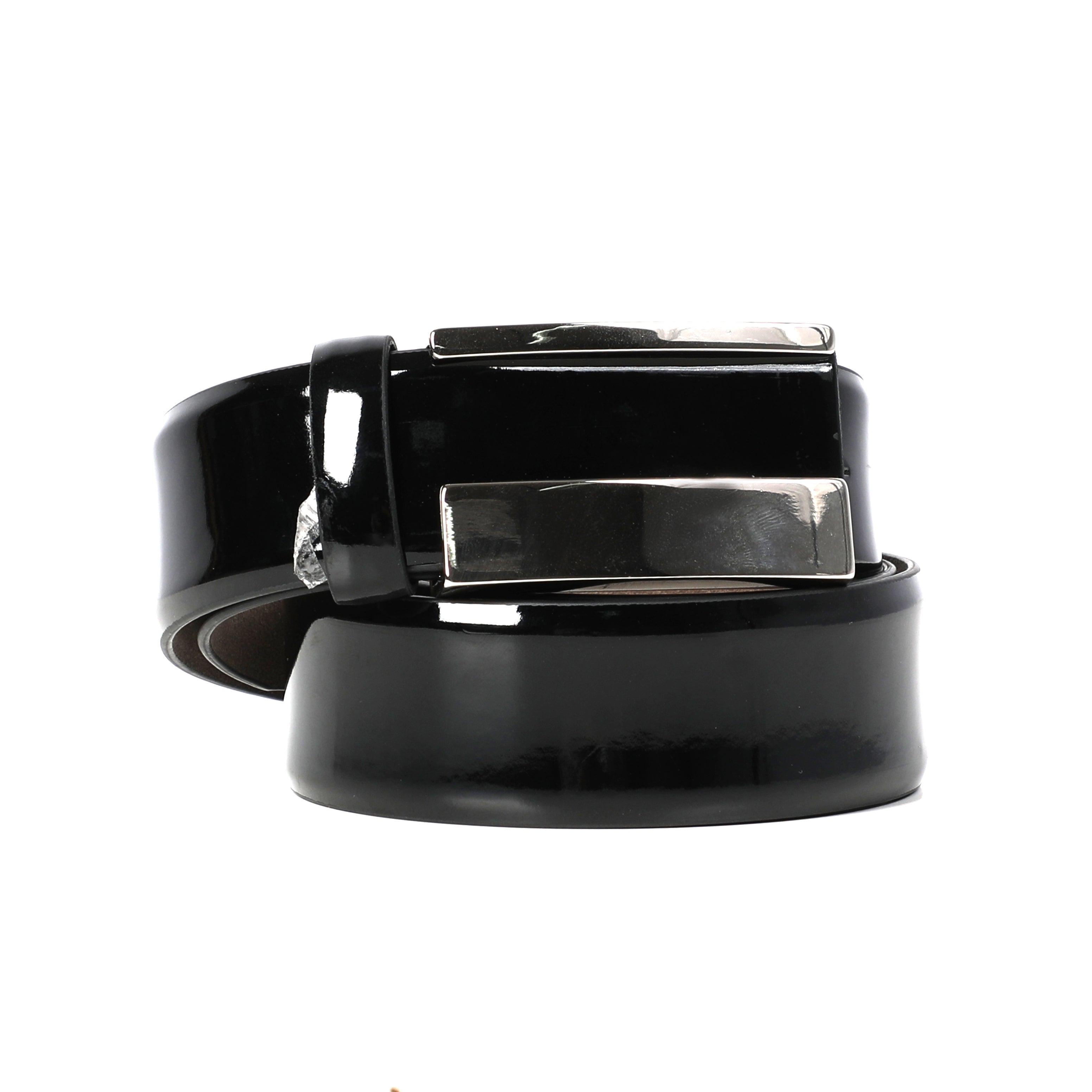 Black Tuxedo Belt With Unique Silver Buckle