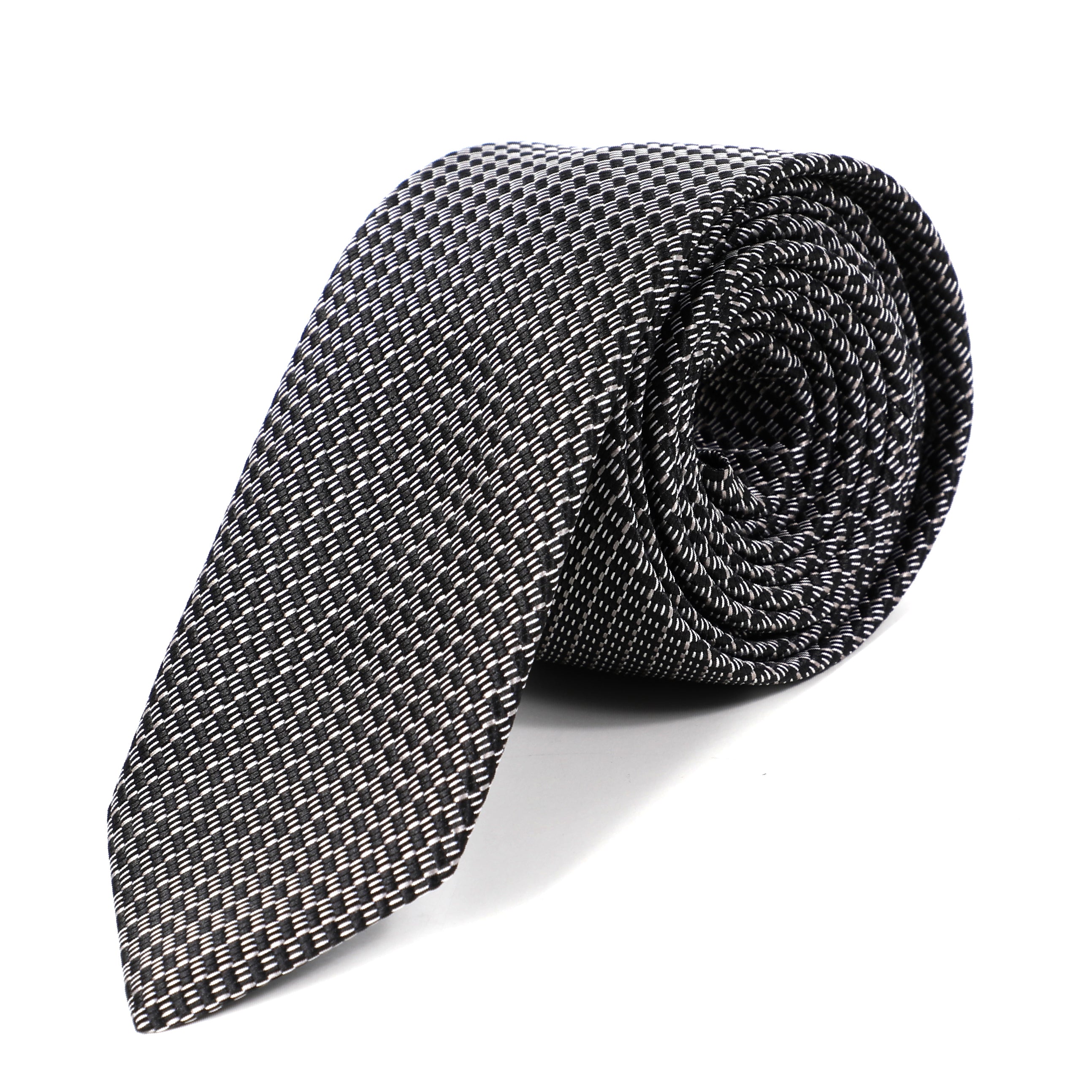 Men Black Tie With White Design