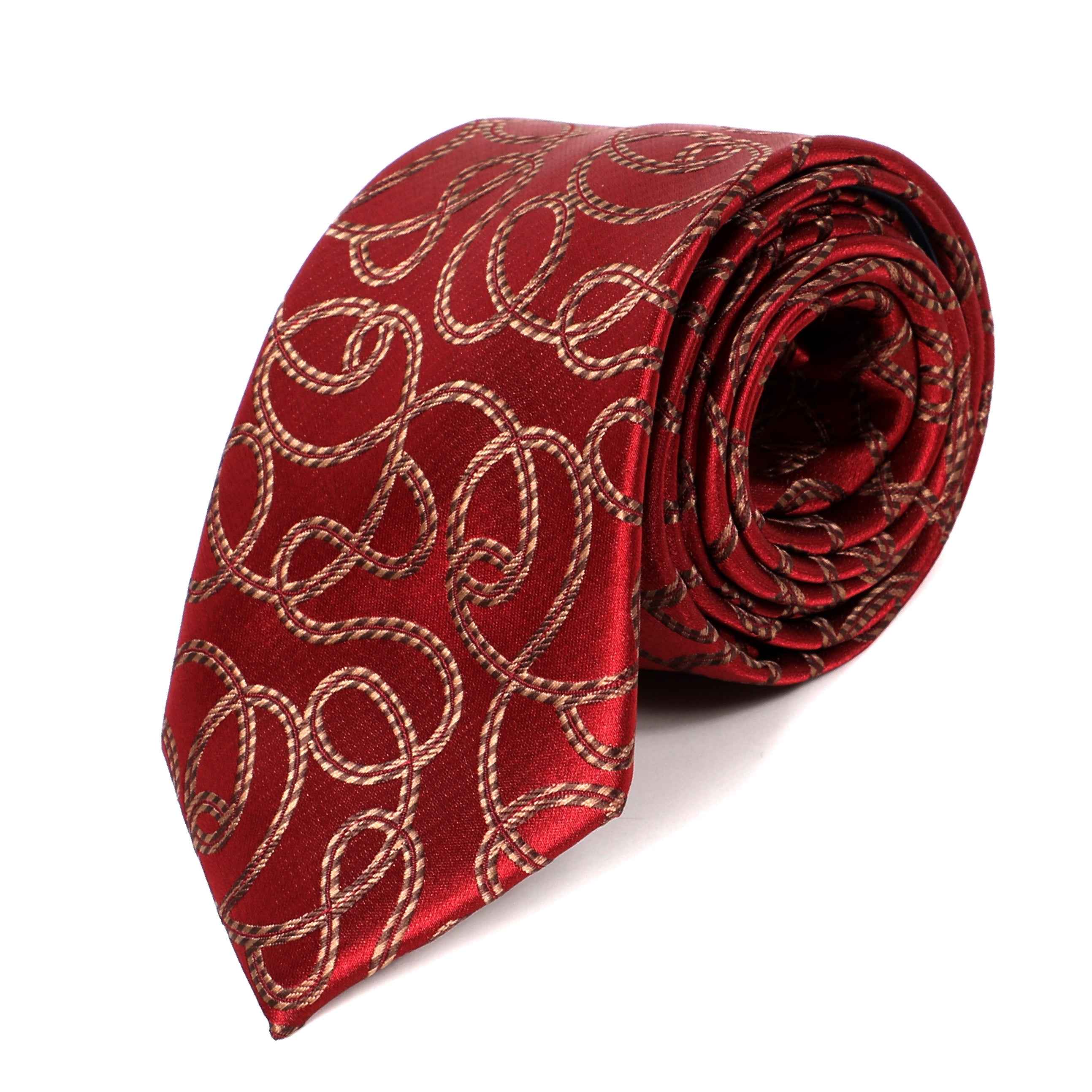 Men Bordeaux Designed Tie With Golden Style