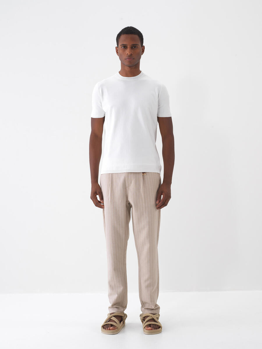 Xint Men Beige Striped Jogger