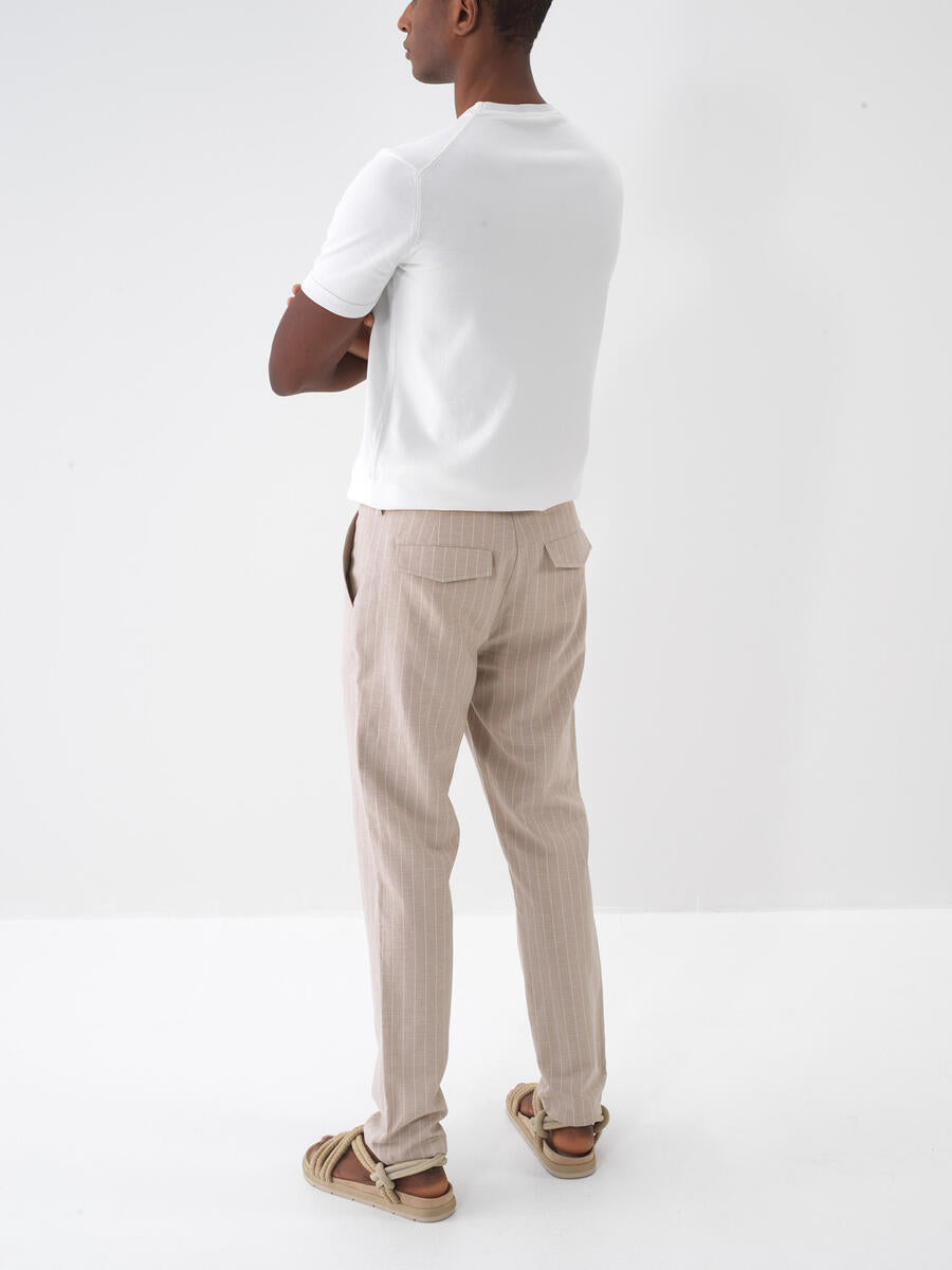 Xint Men Beige Striped Jogger