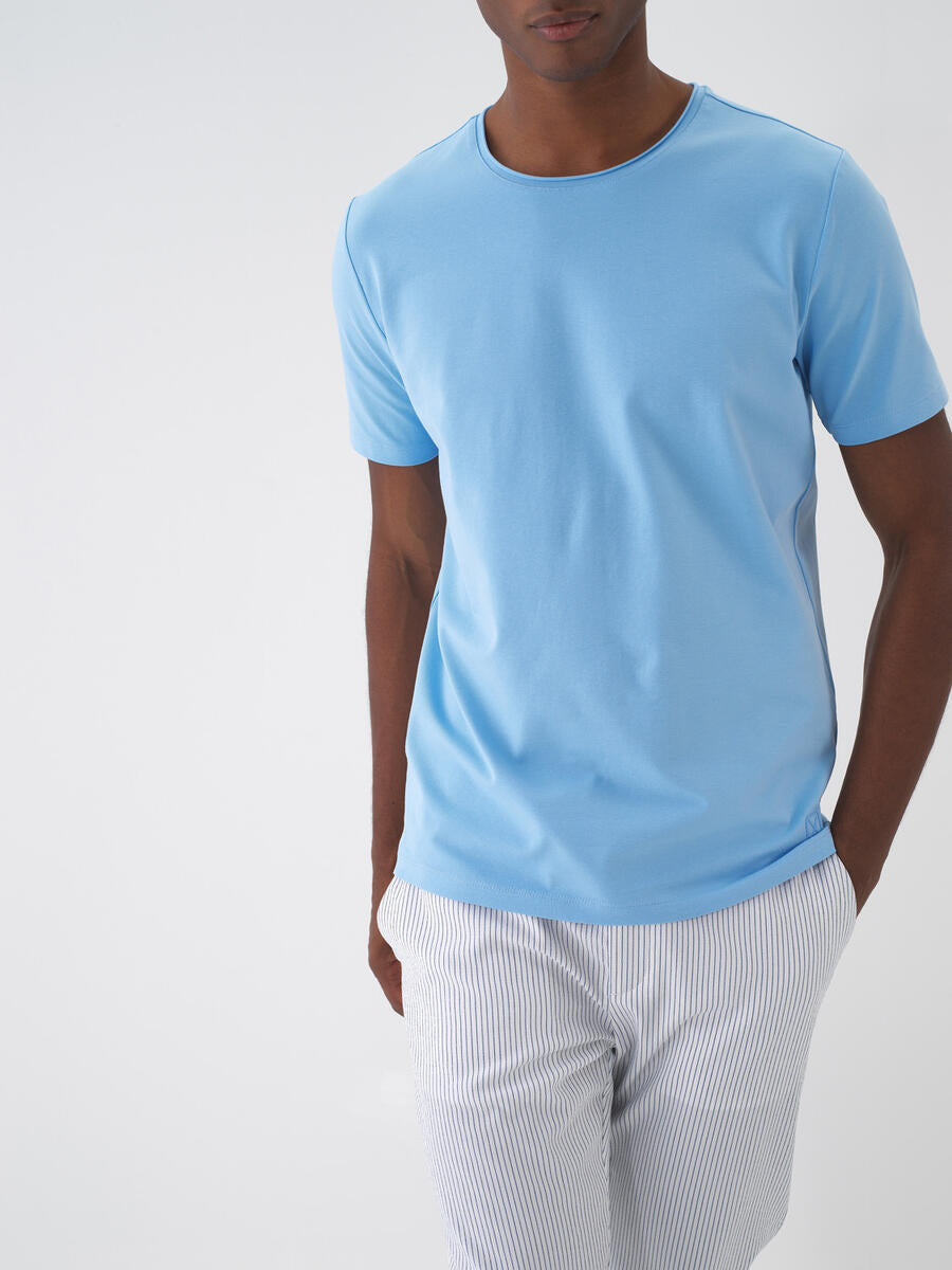 Xint Crew Neck Cotton Basic Blue T-shirt