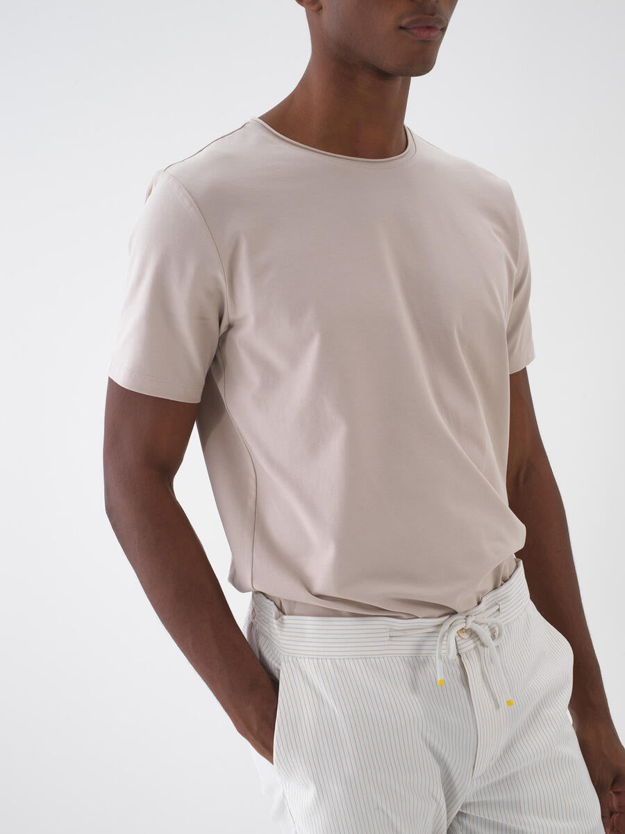 Xint Crew Neck Cotton Basic Beige T-shirt