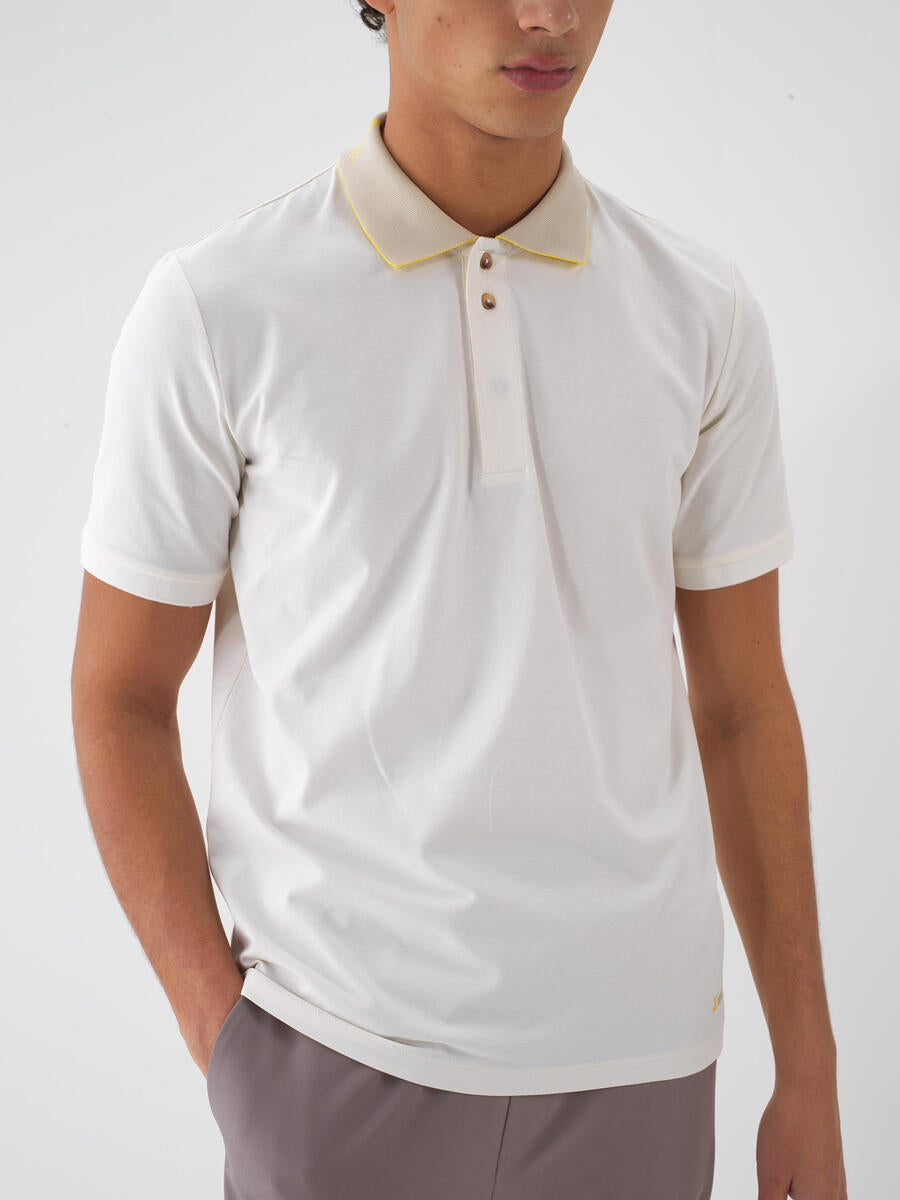 Xint Off White Polo With Colored Collar