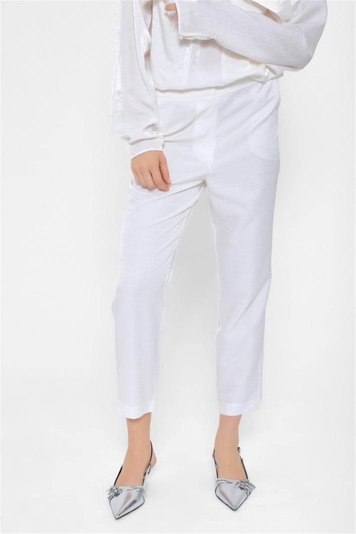 Shinny White Pants Regular Fit