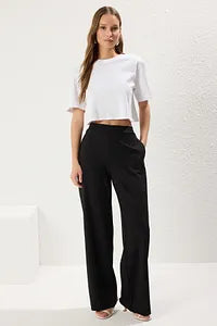 Trendyol Black Straight Pant With Back Elastic Waist