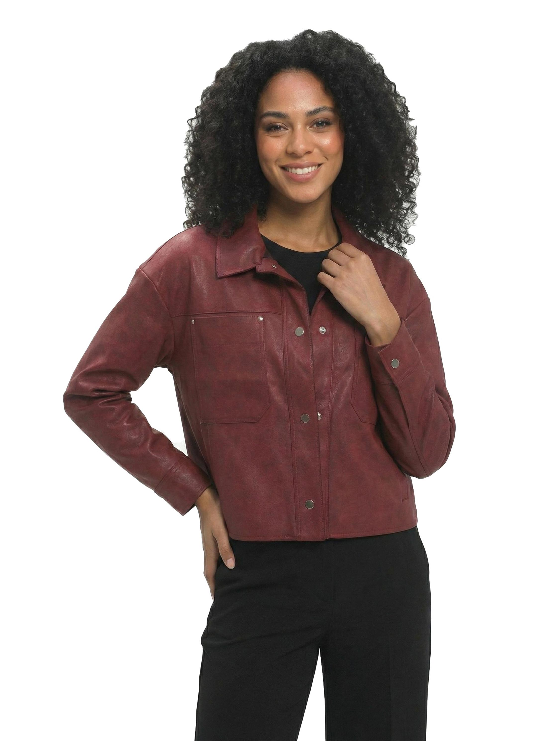 Bordo Crop Long Sleeve Shirt With Attached Pockets