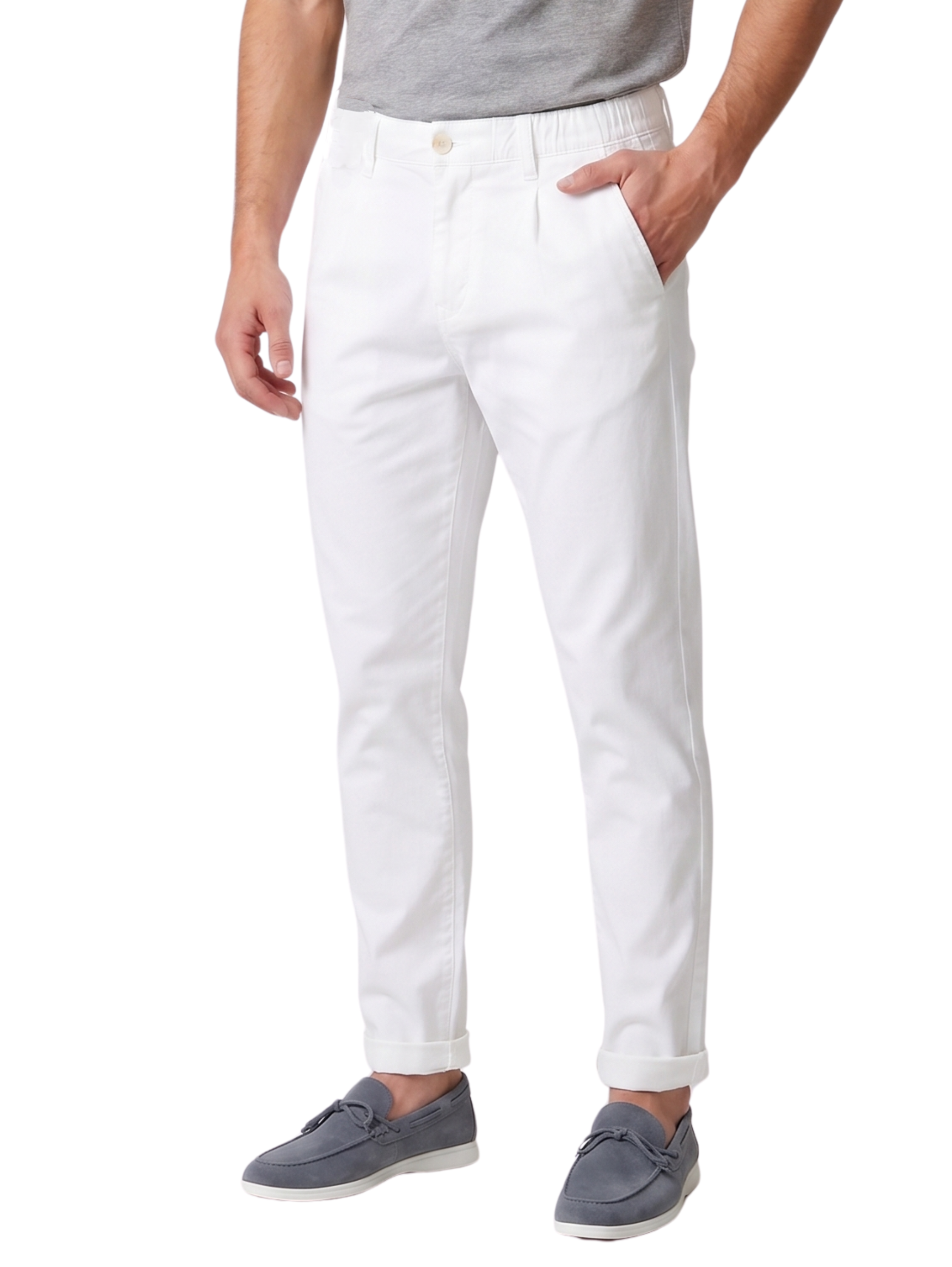 White Chino-Style Jogger Pants