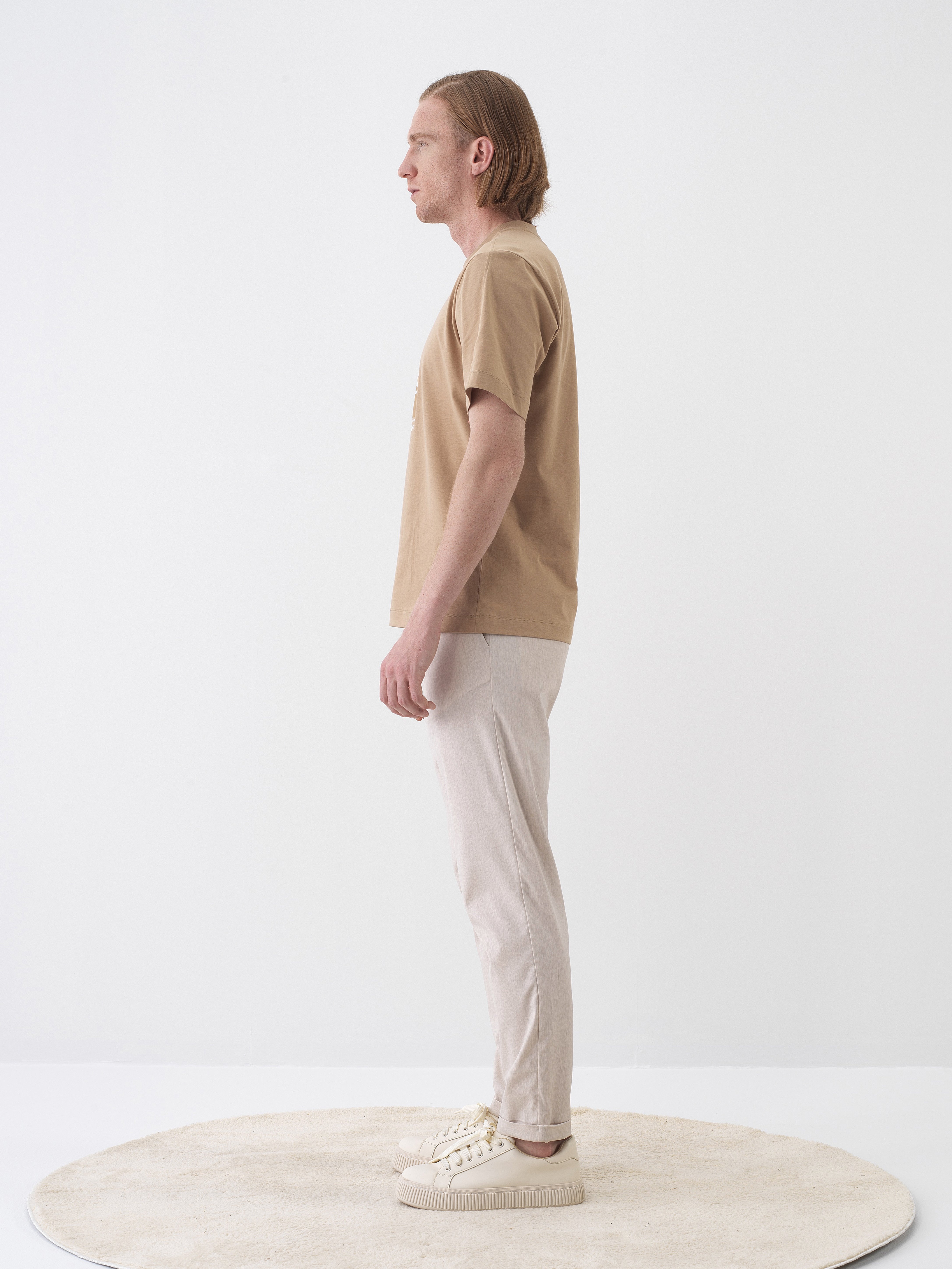 Xint Casual Beige Pant With Elastic Waist