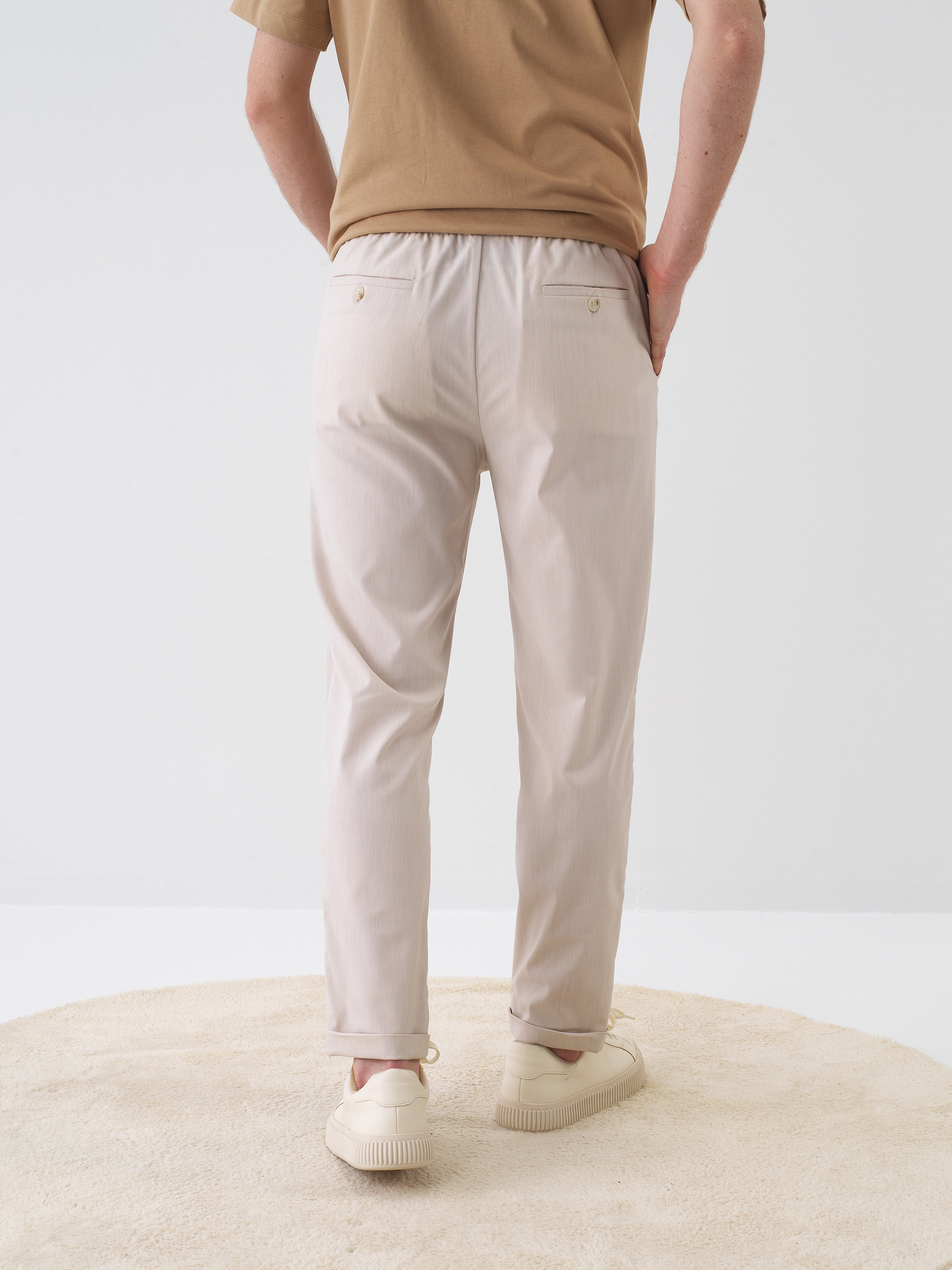 Xint Casual Beige Pant With Elastic Waist