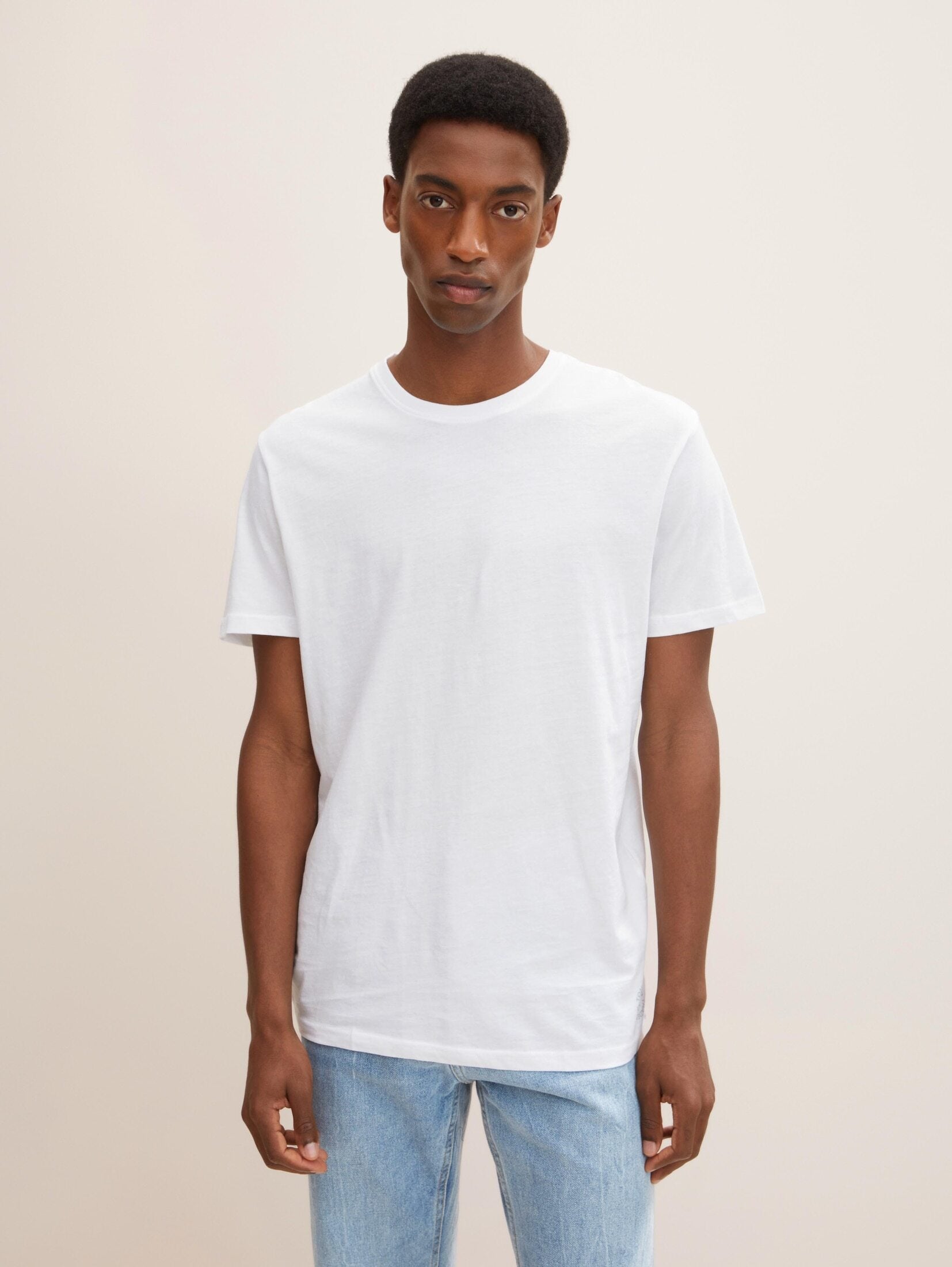 Tom Tailor White Basic T-shirt With Designed Logo