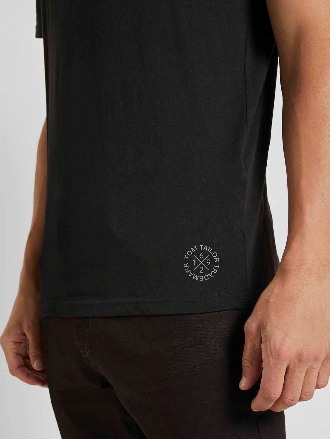 Tom Tailor Black Basic T-shirt With Designed Logo