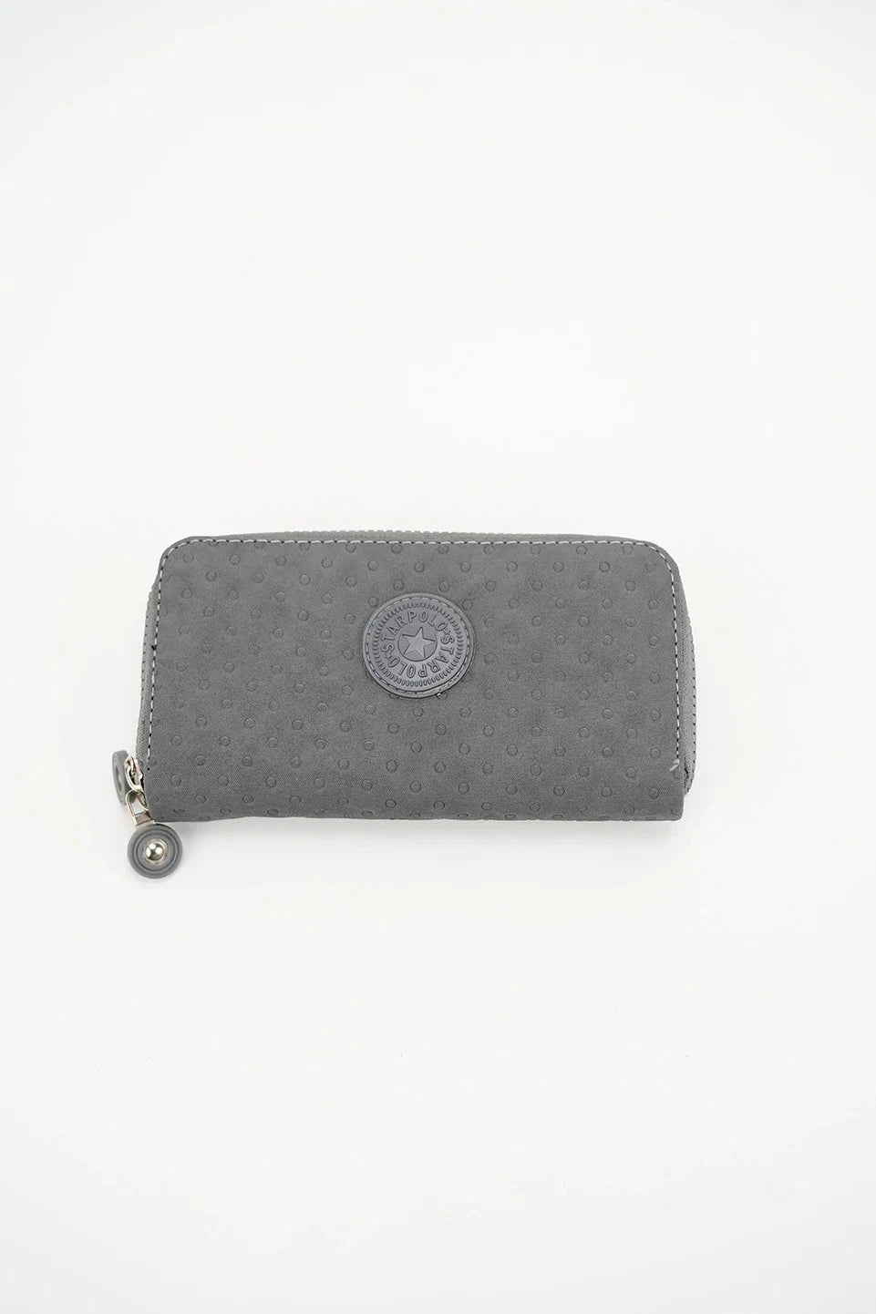 Grey Simple Wallet With Two Zipper To Close