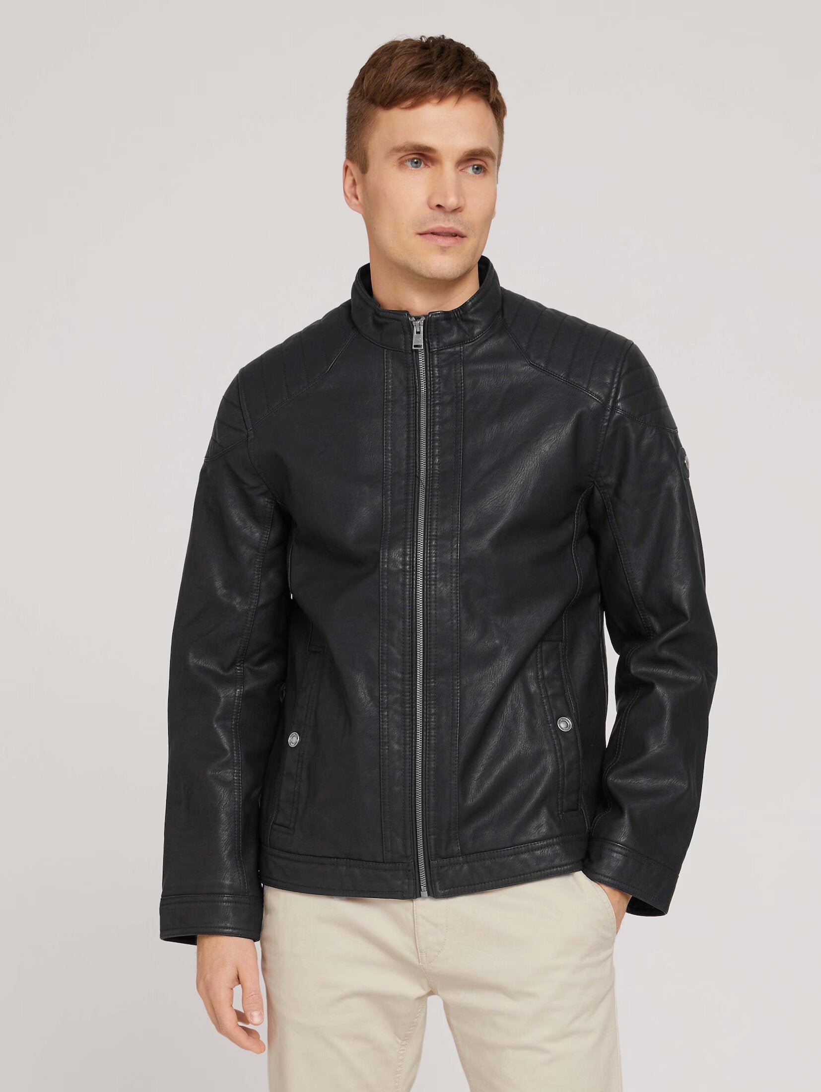 Faux Leather Biker Black Jacket