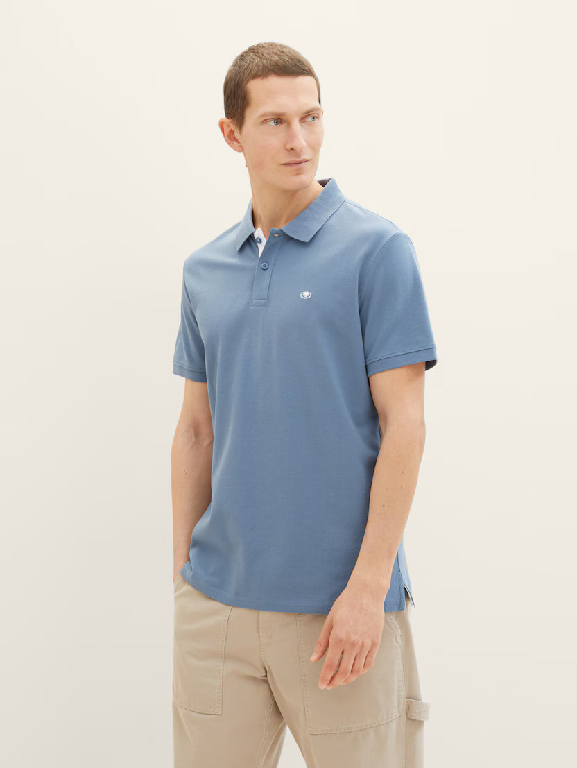 Tom Tailor Blue Short Sleeved Classic Polo With A Small Logo On The Chest