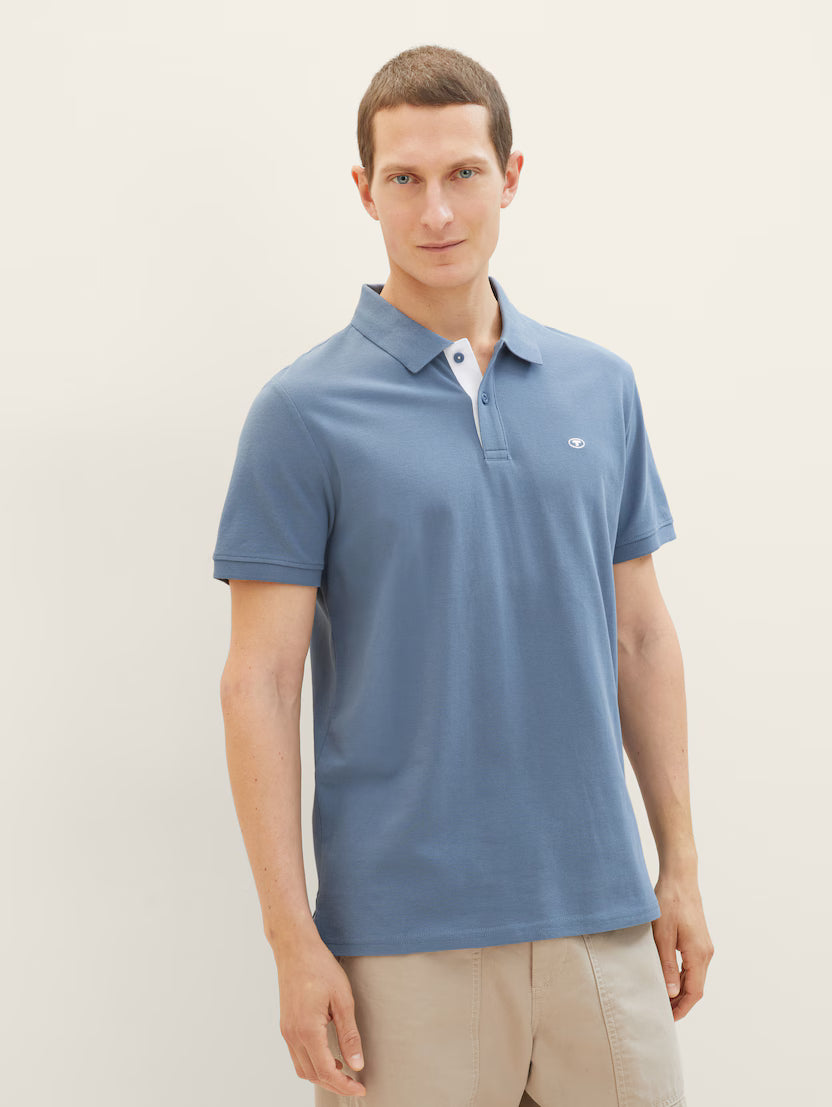 Tom Tailor Blue Short Sleeved Classic Polo With A Small Logo On The Chest
