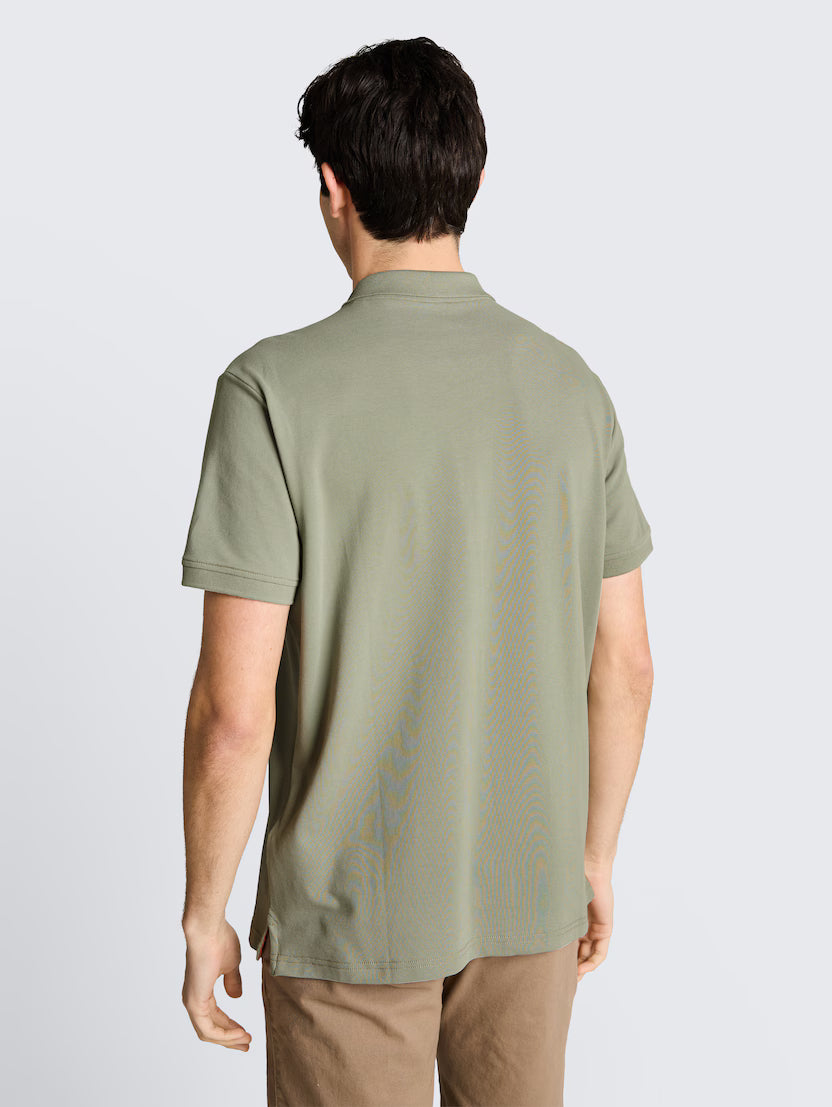 Tom Tailor Greyish Shadow Olive Short Sleeved Classic Polo With A Small Logo On The Chest