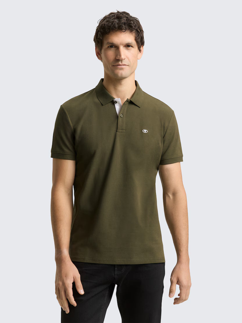 Tom Tailor Olive Short Sleeved Classic Polo With A Small Logo On The Chest