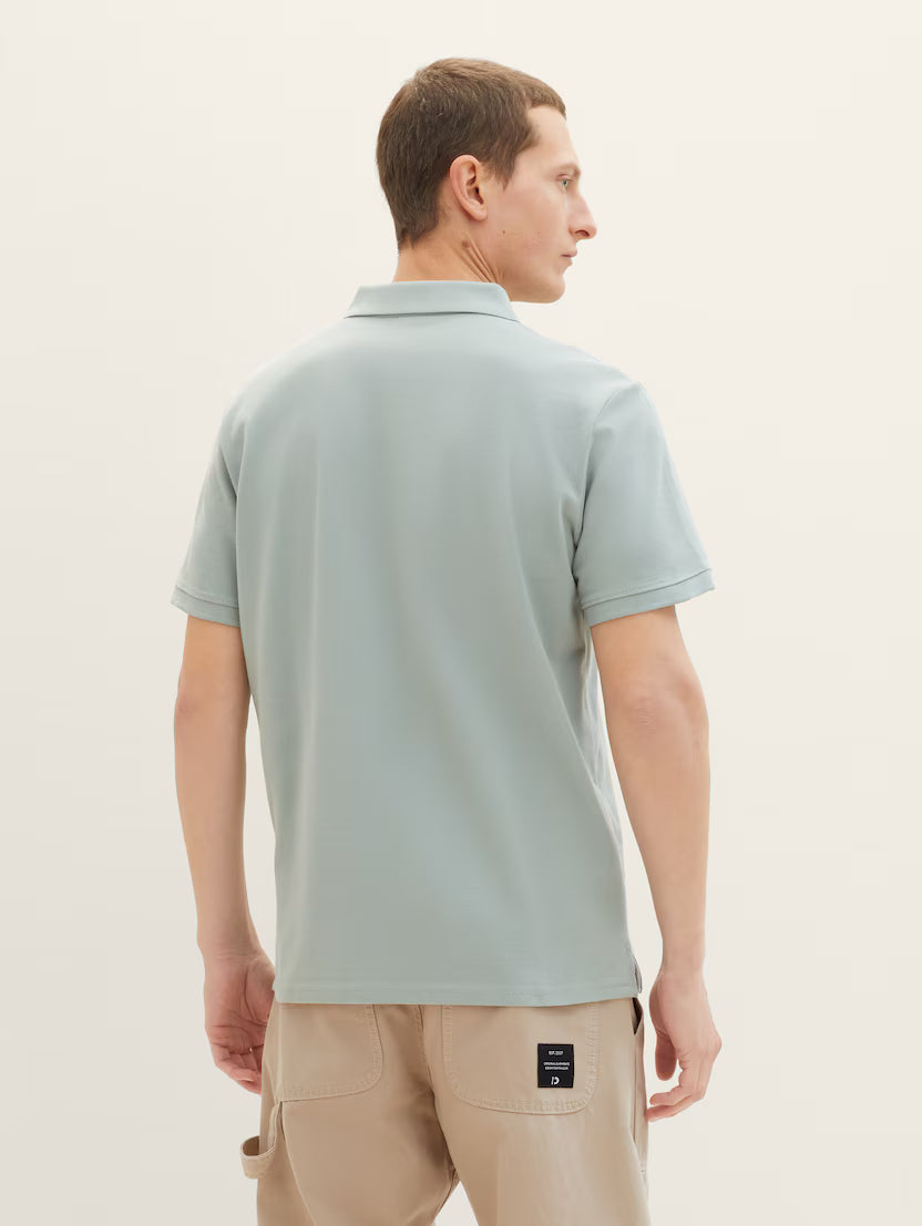 Tom Tailor Grey Mint Short Sleeved Classic Polo With A Small Logo On The Chest